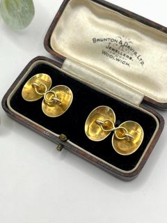 Gemelli vittoriani antichi in oro giallo da 15 carati con motivi floreali, punzonati a Birmingham nel 1878