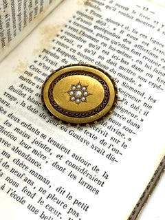 Antique 15ct Yellow Gold, Victorian Oval Pearl Brooch, Circa 1880