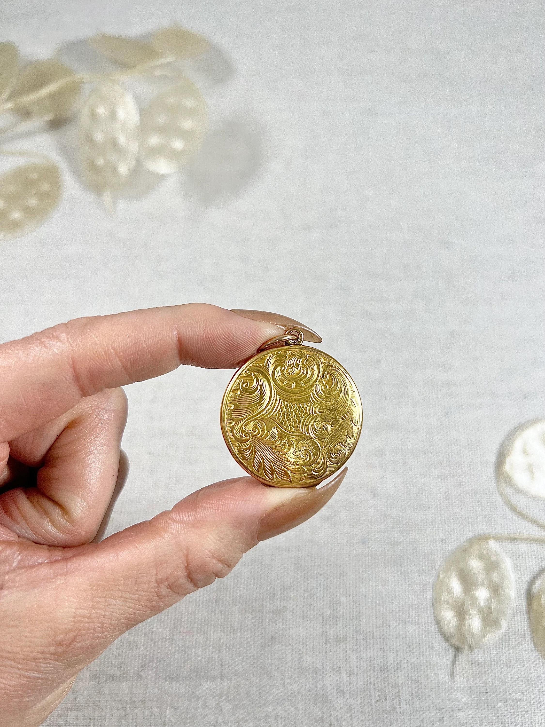 da uomo o donna Antico medaglione rotondo in oro giallo 15ct, di epoca vittoriana con motivo Paisley in vendita