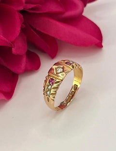 Antique 15ct Yellow Gold, Victorian Ruby, Pearl & Diamond Ring Hallmarked 1892