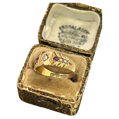 Antique 15ct Yellow Gold, Victorian Ruby, Pearl & Diamond Ring Hallmarked 1892