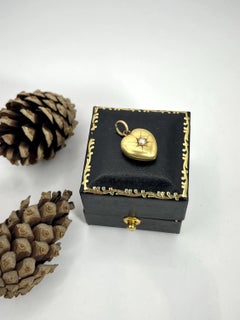 Antique 15ct Yellow Gold, Victorian Seed Pearl Heart Pendant
