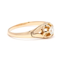 Antique .15ctw Diamond Belcher Ring, 14k Yellow Gold, Ring Size 5.75