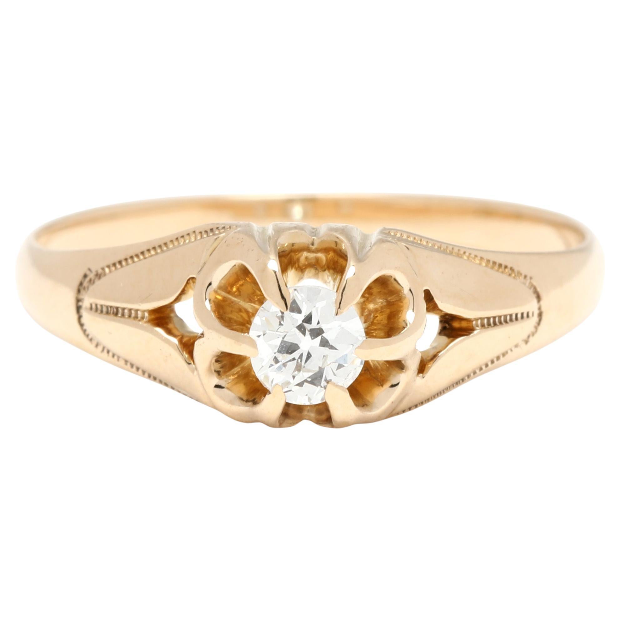 Antiker .15ctw Diamant-Gürtelring, 14k Gelbgold, Ring Größe 5,75