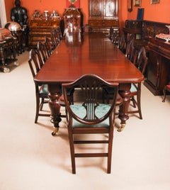 Antique 15ft Extending Dining Table & 14 chairs 19th Century