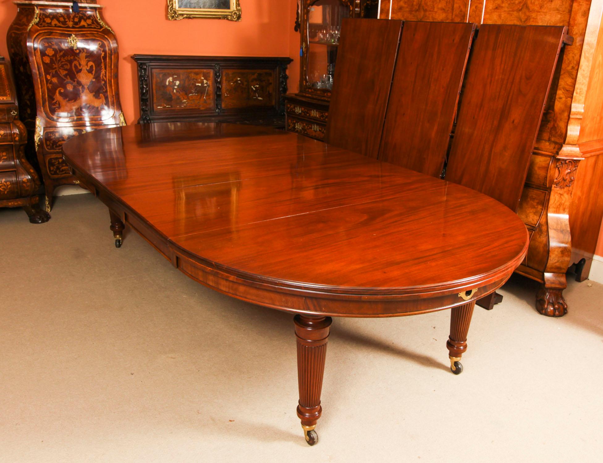 Mahogany Antique 15ft Extending Dining Table by Edwards & Roberts & 14 chairs 19th C