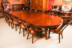Antique 15ft Flame Mahogany Extending Dining Table by Edwards & Roberts 19C