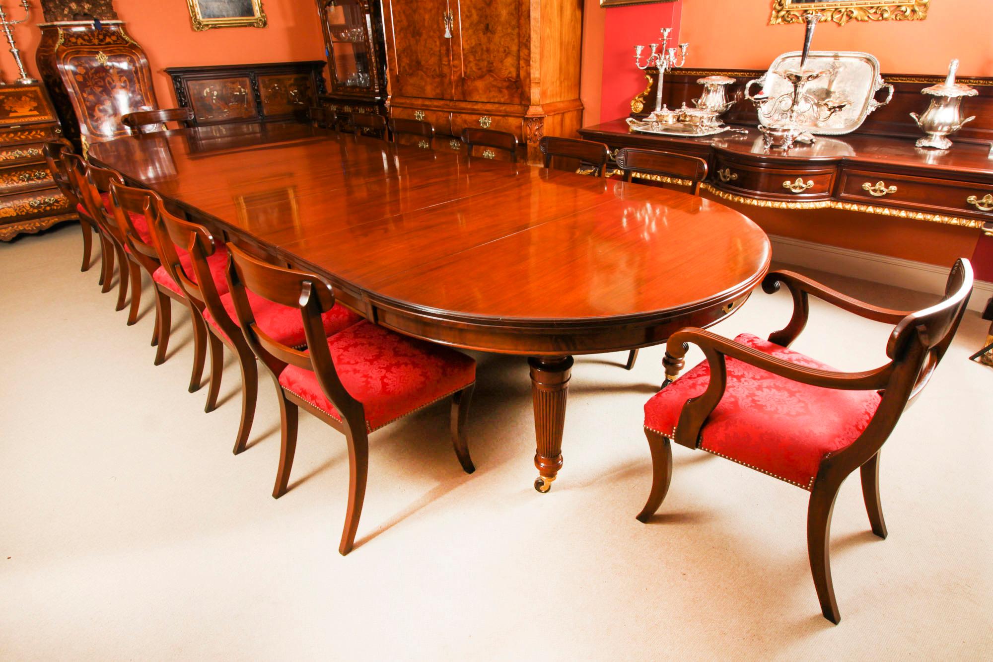 Late Victorian Antique 15ft Flame Mahogany Extending Dining Table by Edwards & Roberts 19C