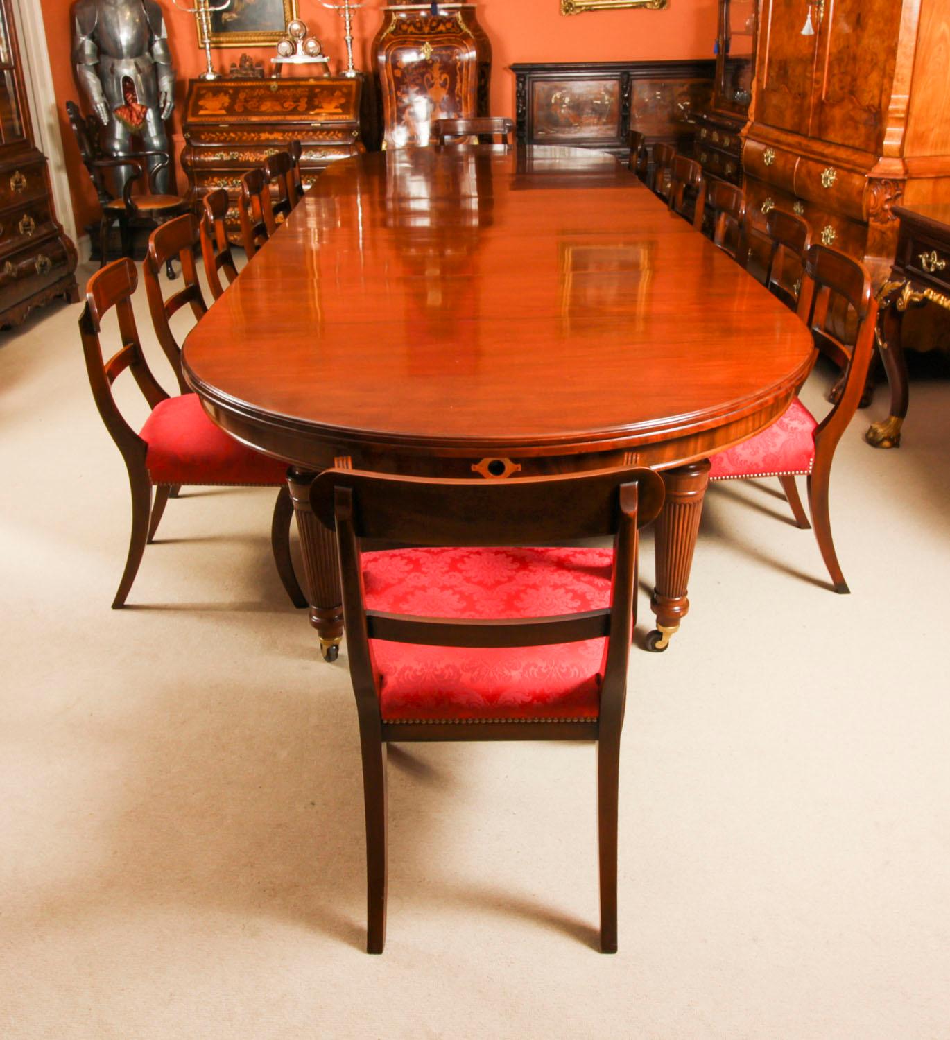 English Antique 15ft Flame Mahogany Extending Dining Table by Edwards & Roberts 19C