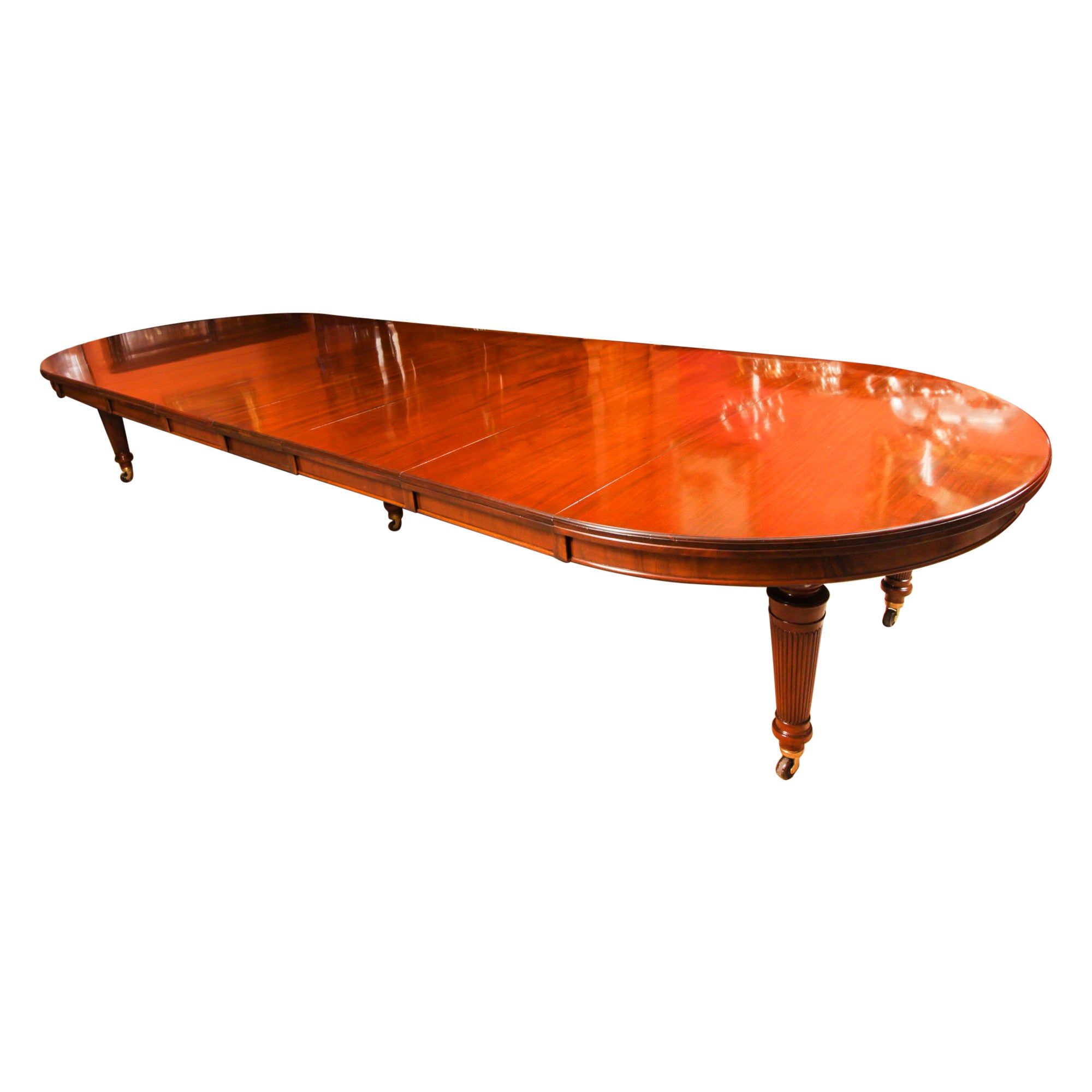 Antique 15ft Flame Mahogany Extending Dining Table by Edwards 
Roberts 19C