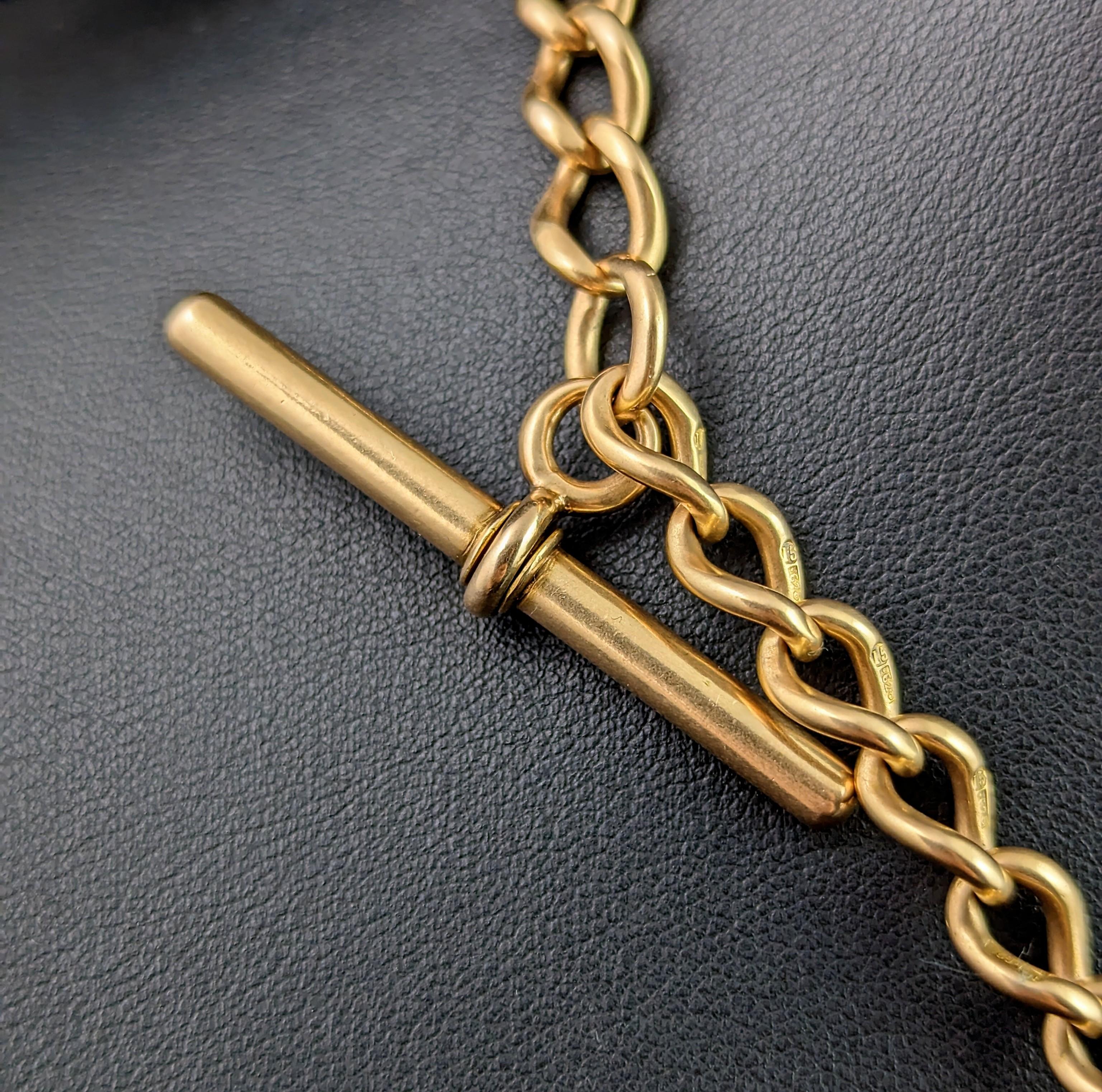 Antique 15k gold Albert chain, Watch chain, heavy  2