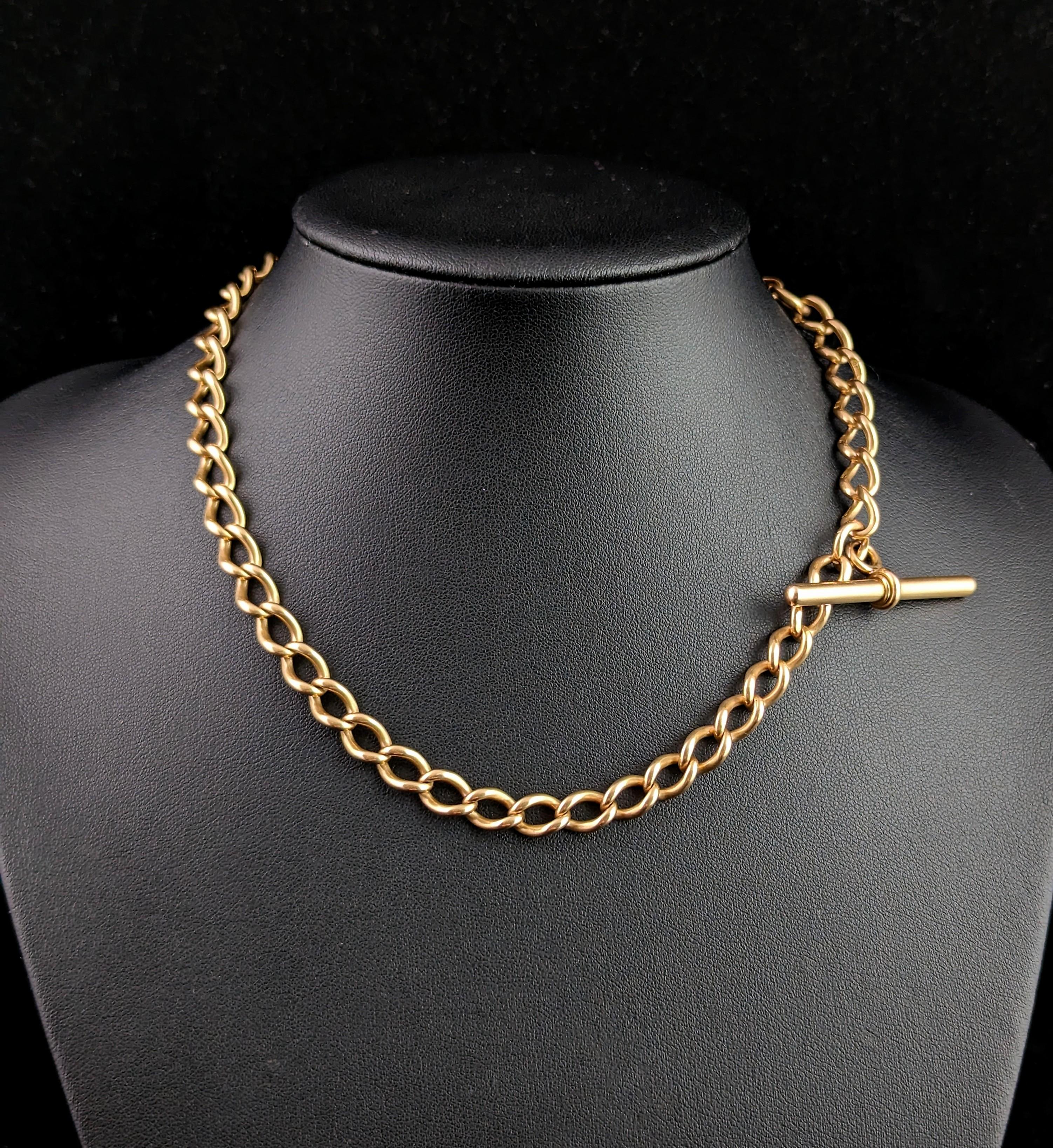 Victorian Antique 15k gold Albert chain, Watch chain, heavy 