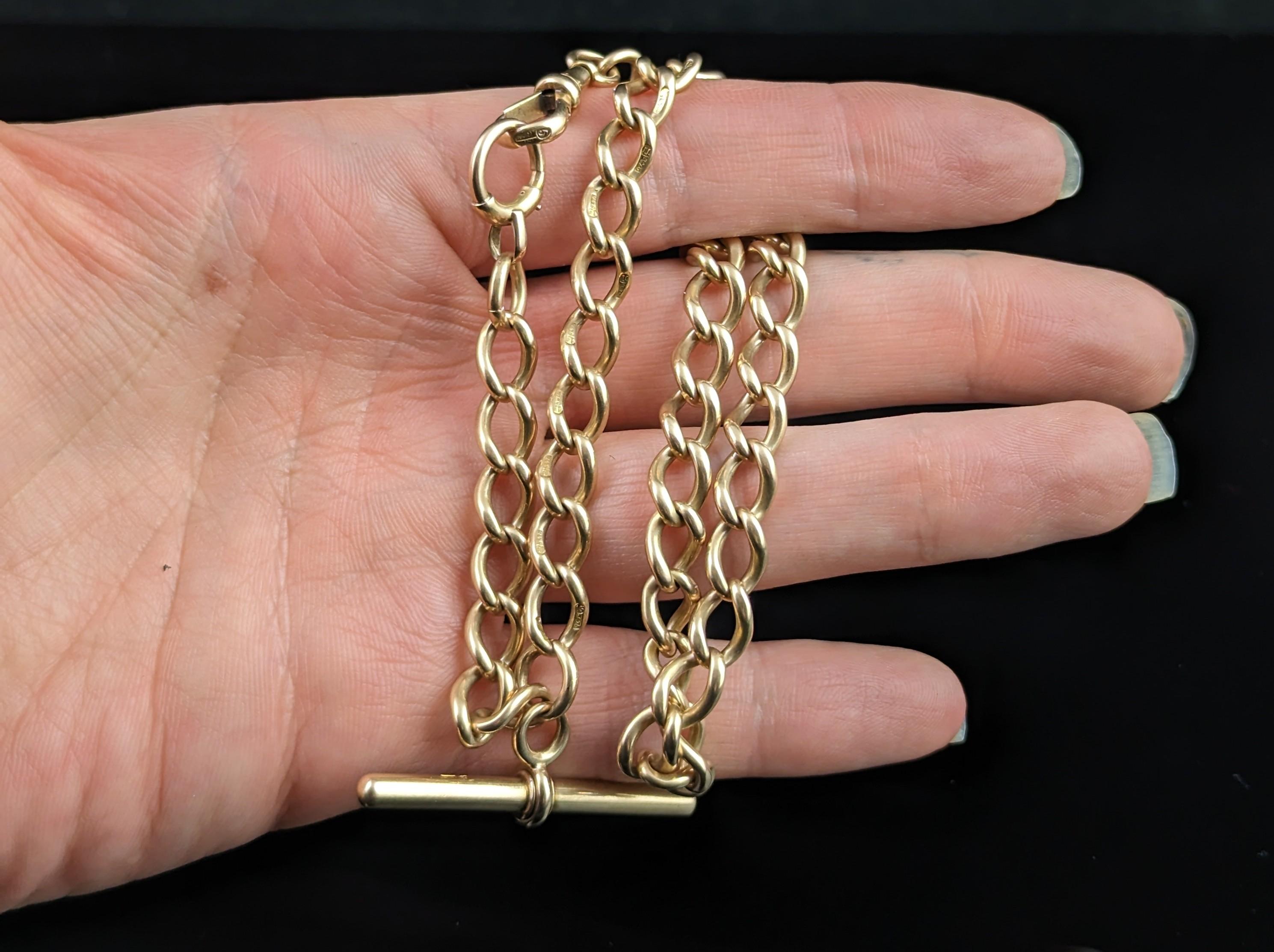 Women's or Men's Antique 15k gold Albert chain, Watch chain, heavy 