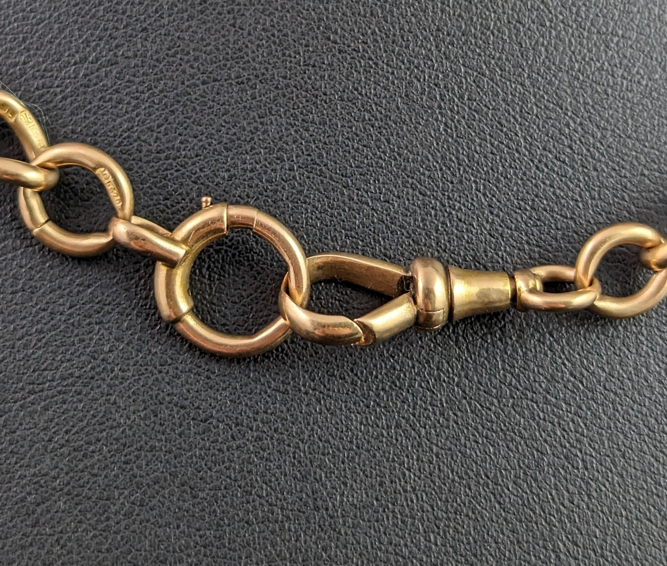 Antique 15k gold Albert chain, Watch chain, heavy  1