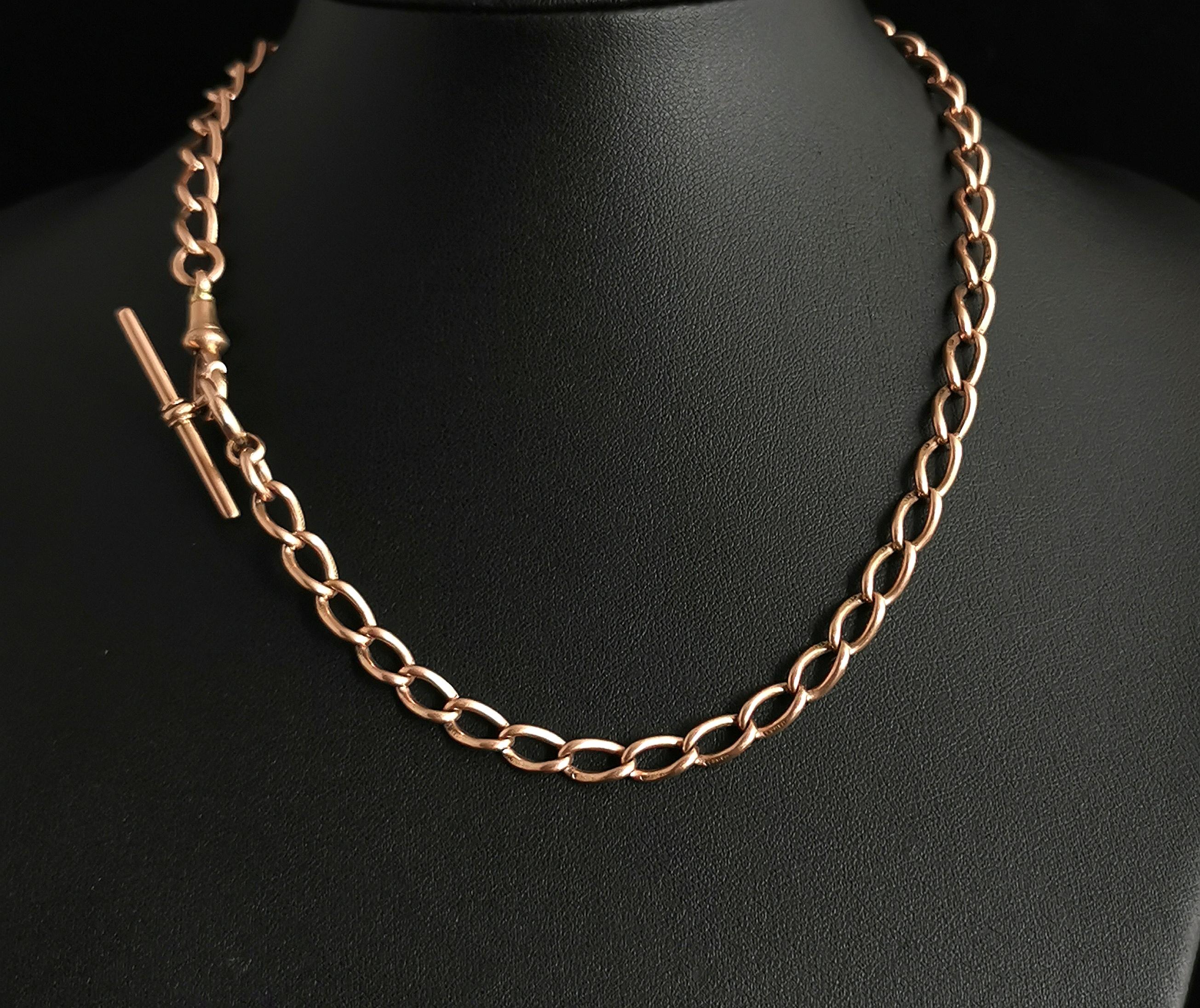 Antique 15k Gold Albert Chain, Watch Chain Necklace, Victorian 7