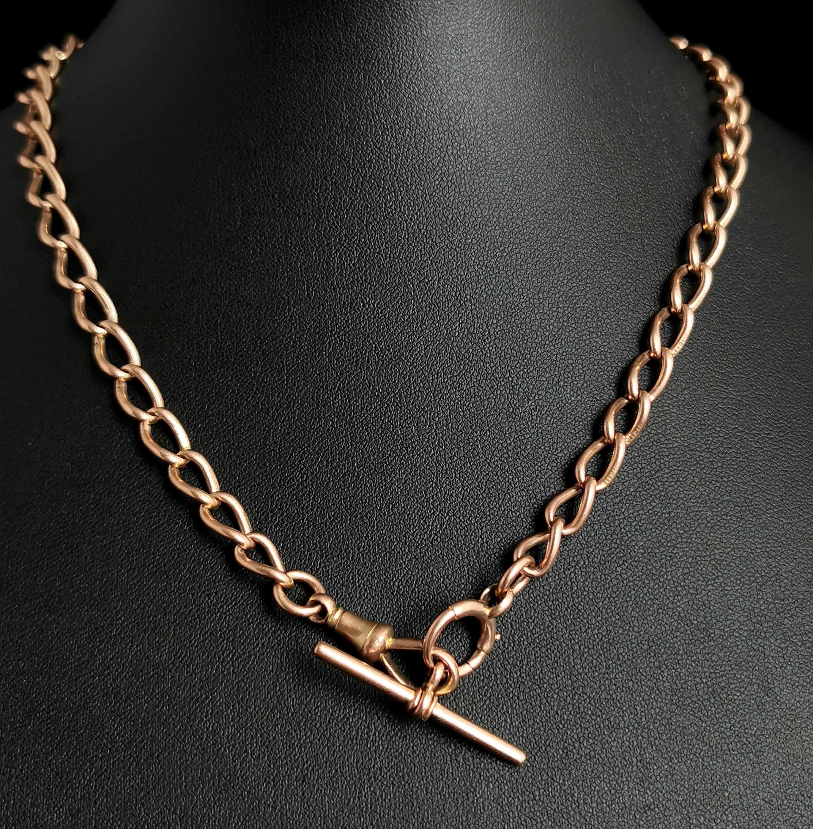 Antique 15k Gold Albert Chain, Watch Chain Necklace, Victorian 8