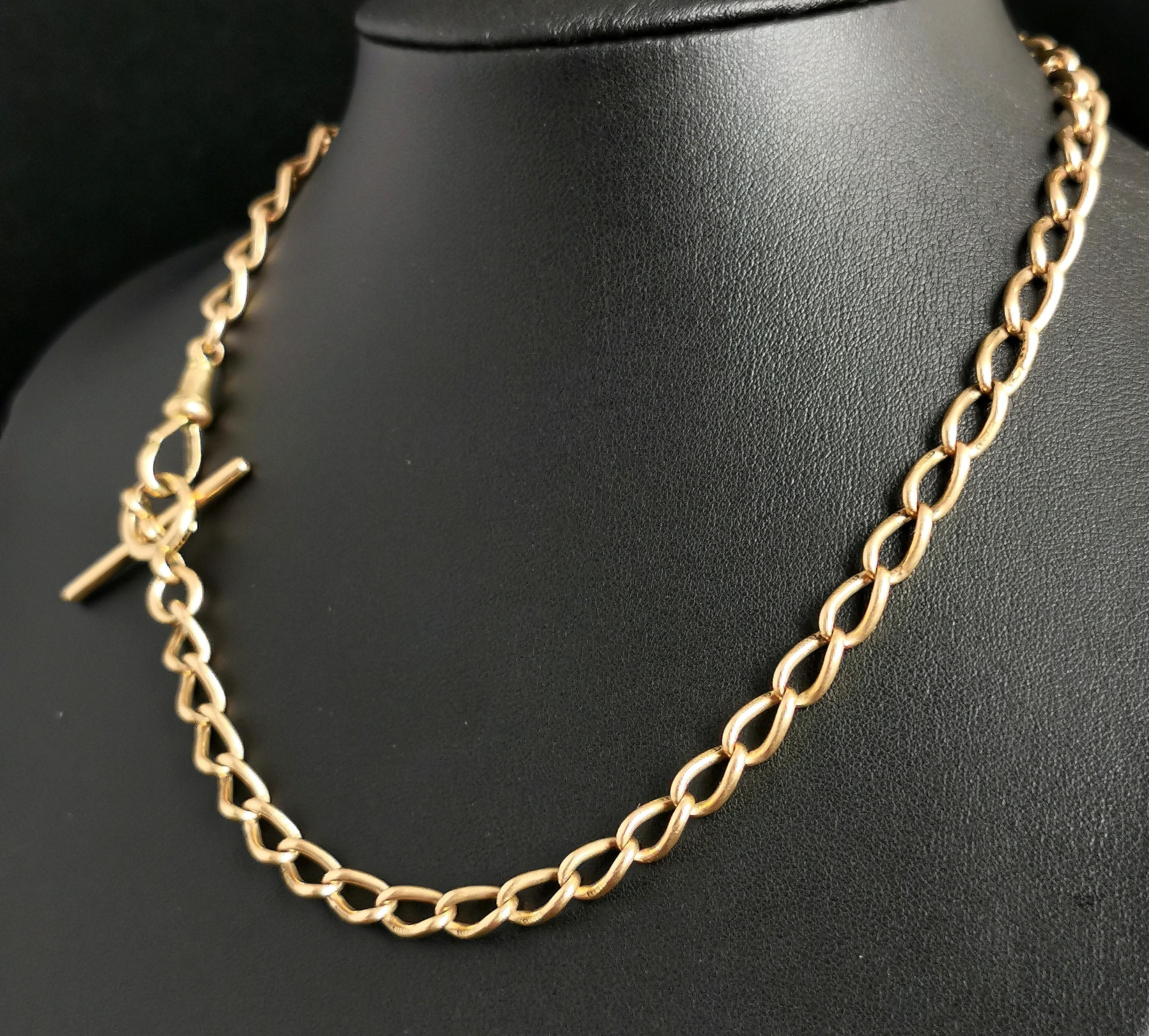 Antique 15k Gold Albert Chain, Watch Chain Necklace, Victorian In Good Condition In NEWARK, GB