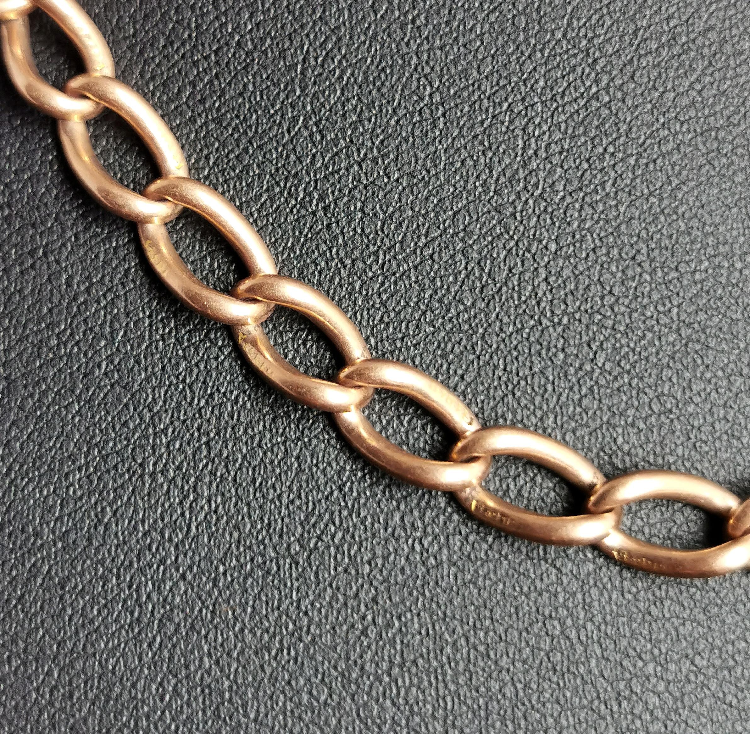 Women's or Men's Antique 15k Gold Albert Chain, Watch Chain Necklace, Victorian