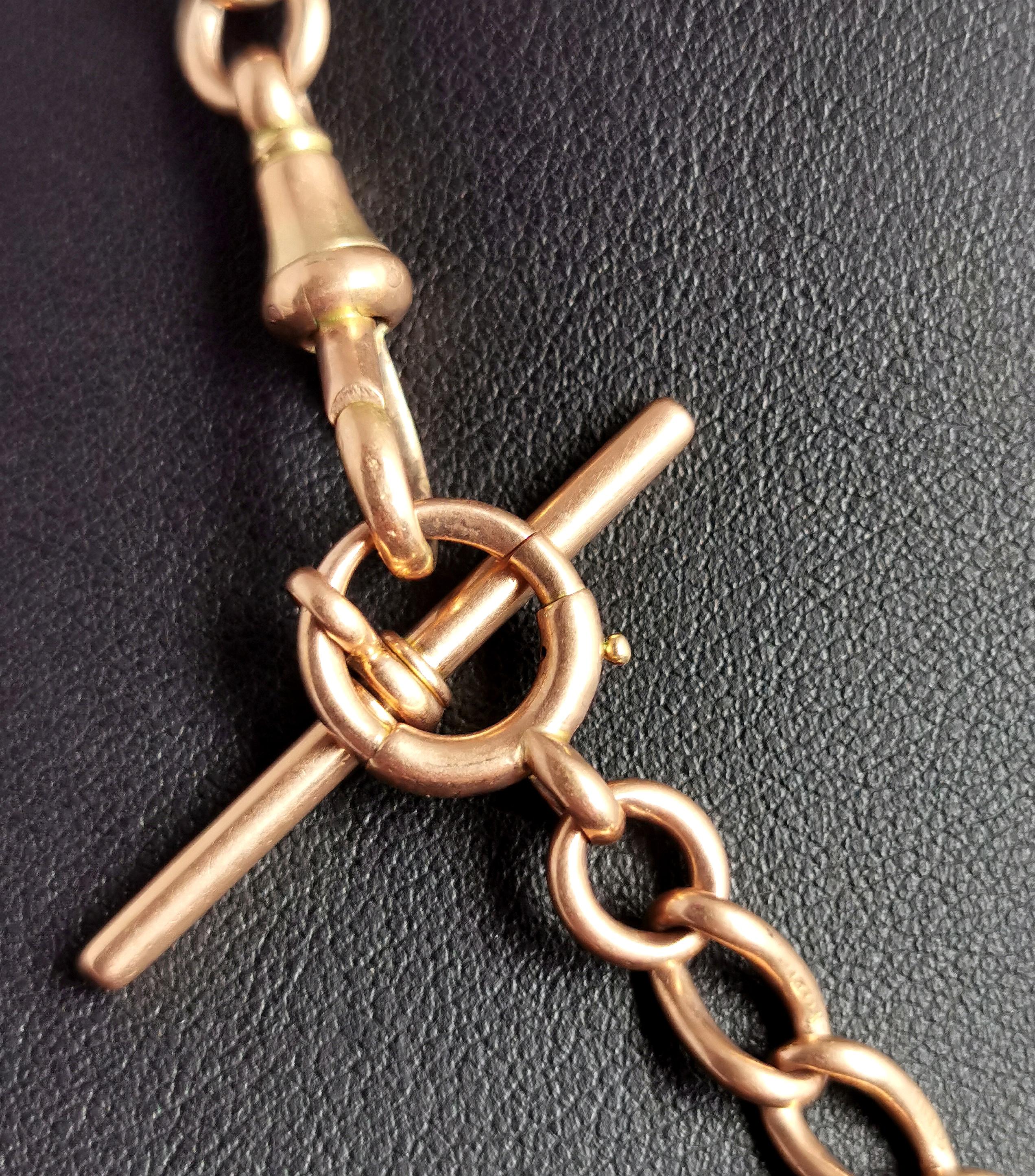 Antique 15k Gold Albert Chain, Watch Chain Necklace, Victorian 1