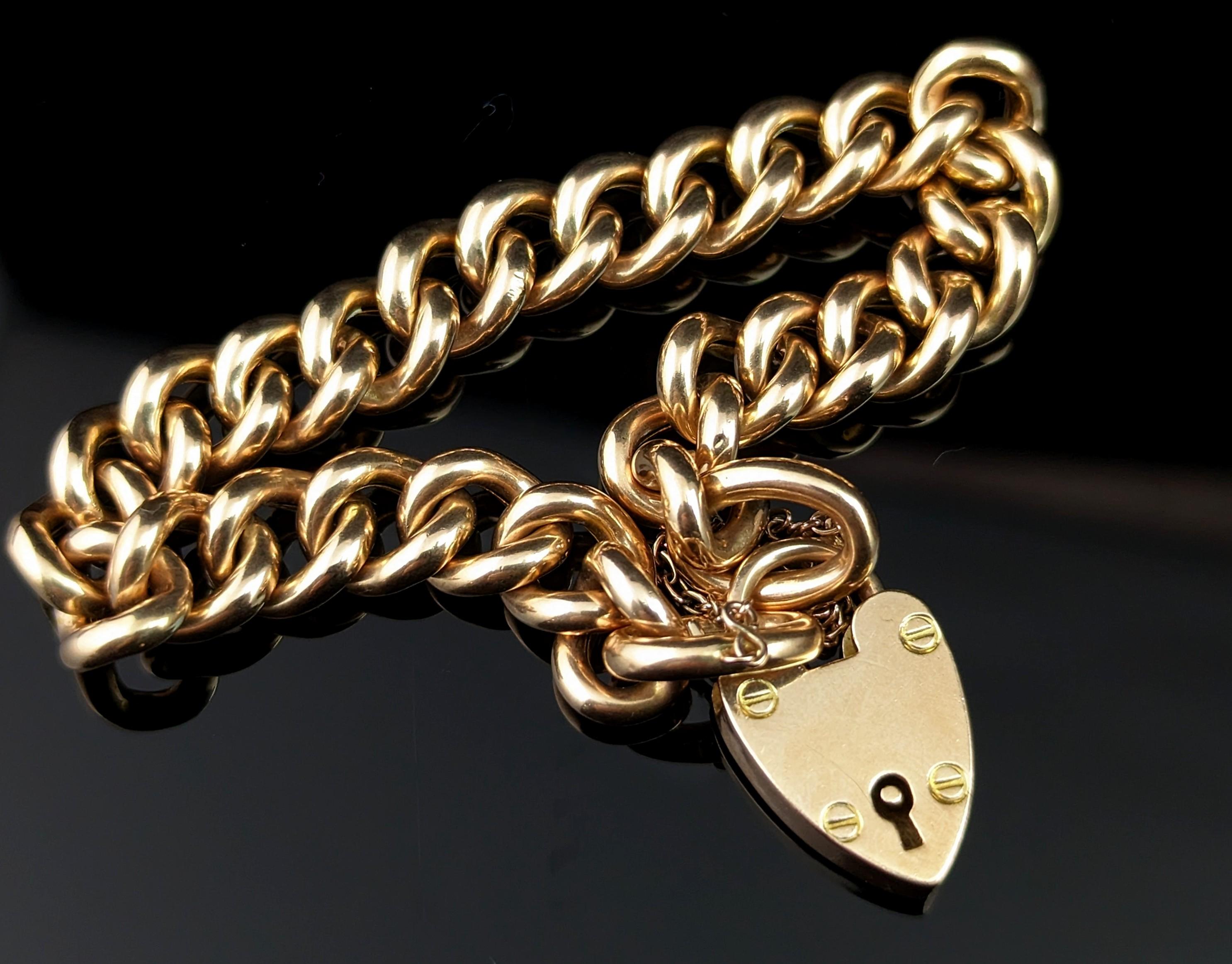 Antique 15k Gold Curb Bracelet, Victorian, Chunky 5