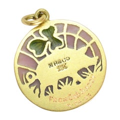 Antique 15k Gold Plique-à-Jour Enamel Lucky Pig Charm, Circa, 1903