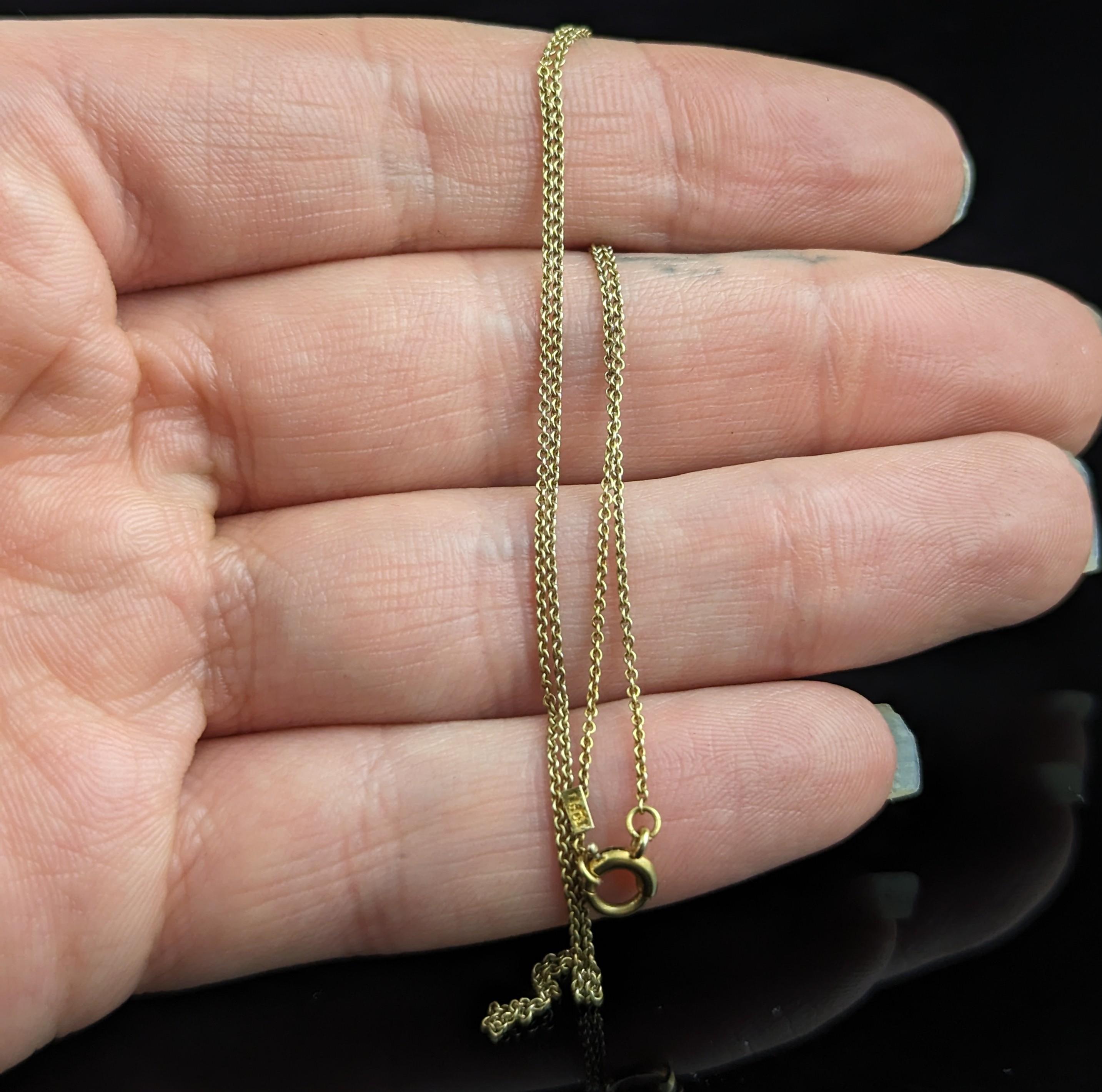 Antique 15k gold trace link chain necklace, dainty, Edwardian  For Sale 6