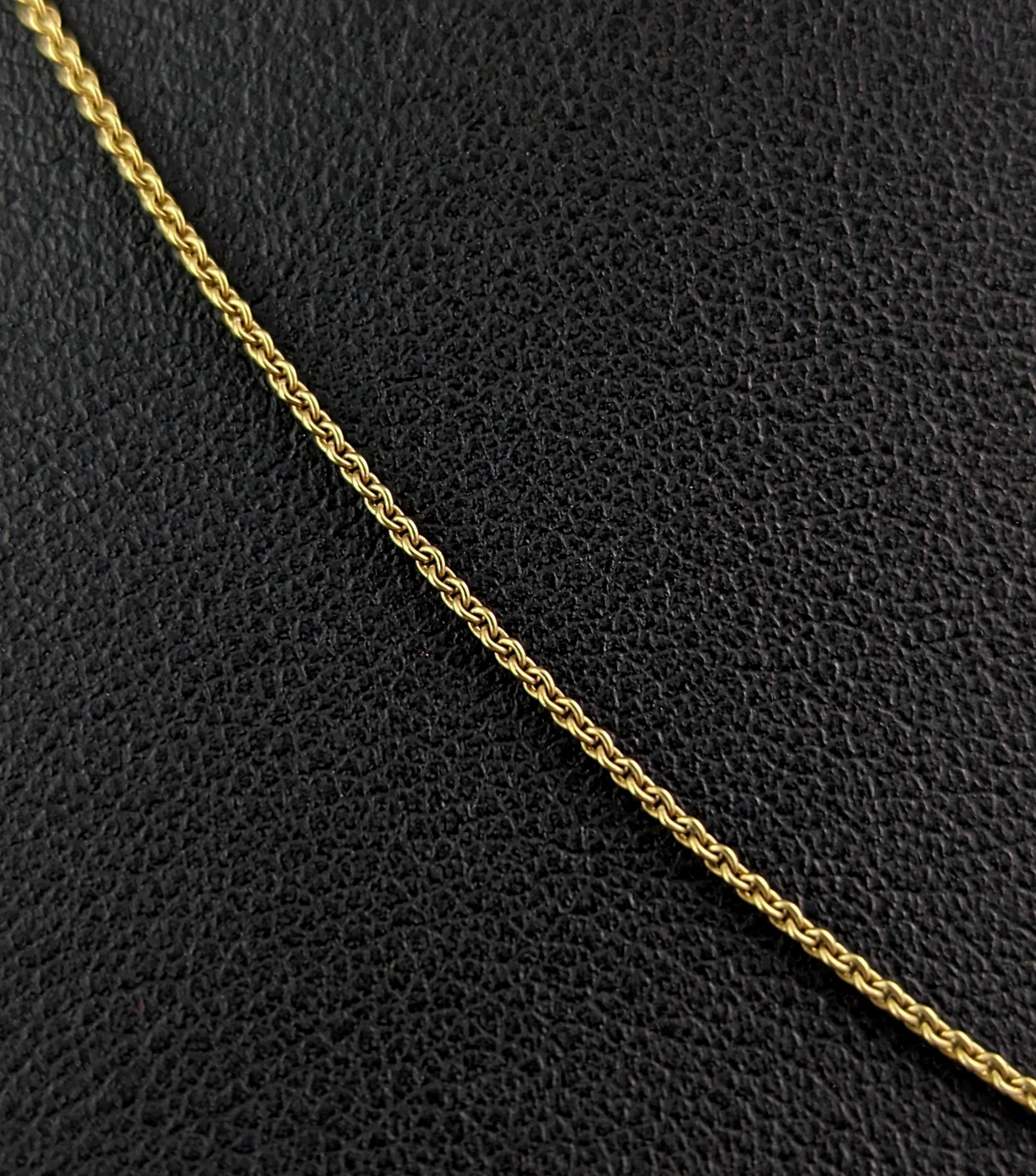 Antique 15k gold trace link chain necklace, dainty, Edwardian  For Sale 1