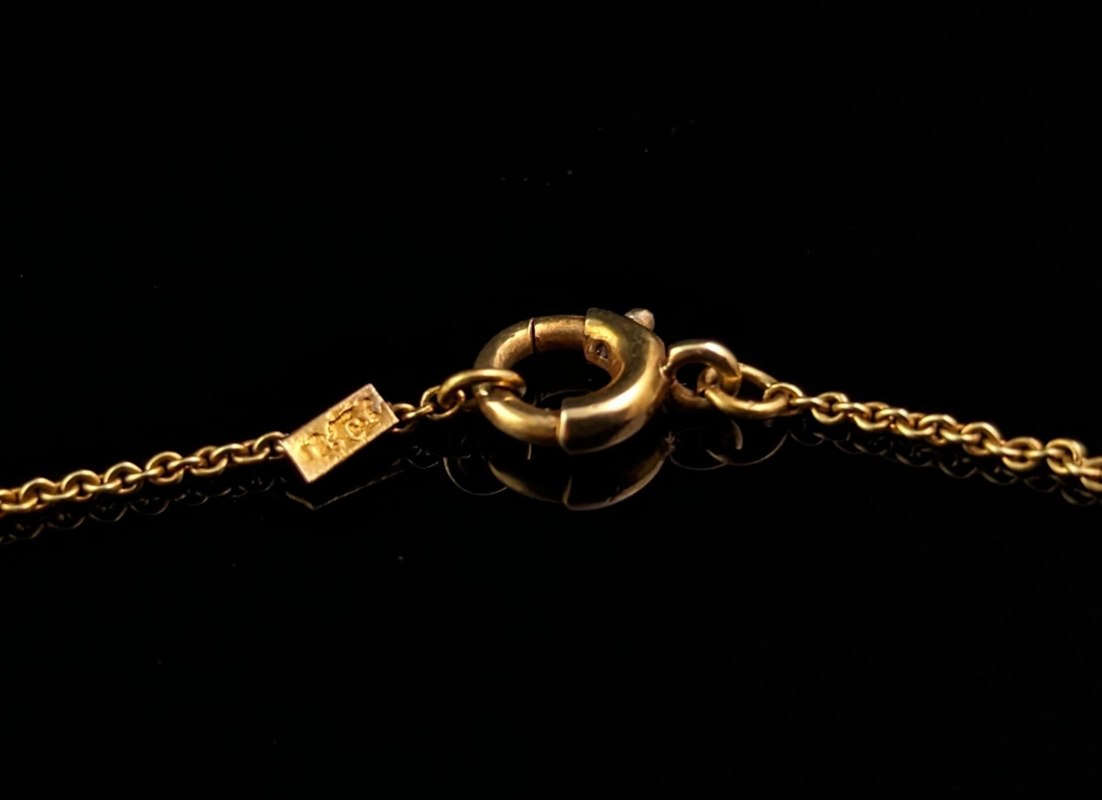 Antike 15k Gold Spur Gliederkette Halskette, zierlich, Edwardian  im Angebot 2