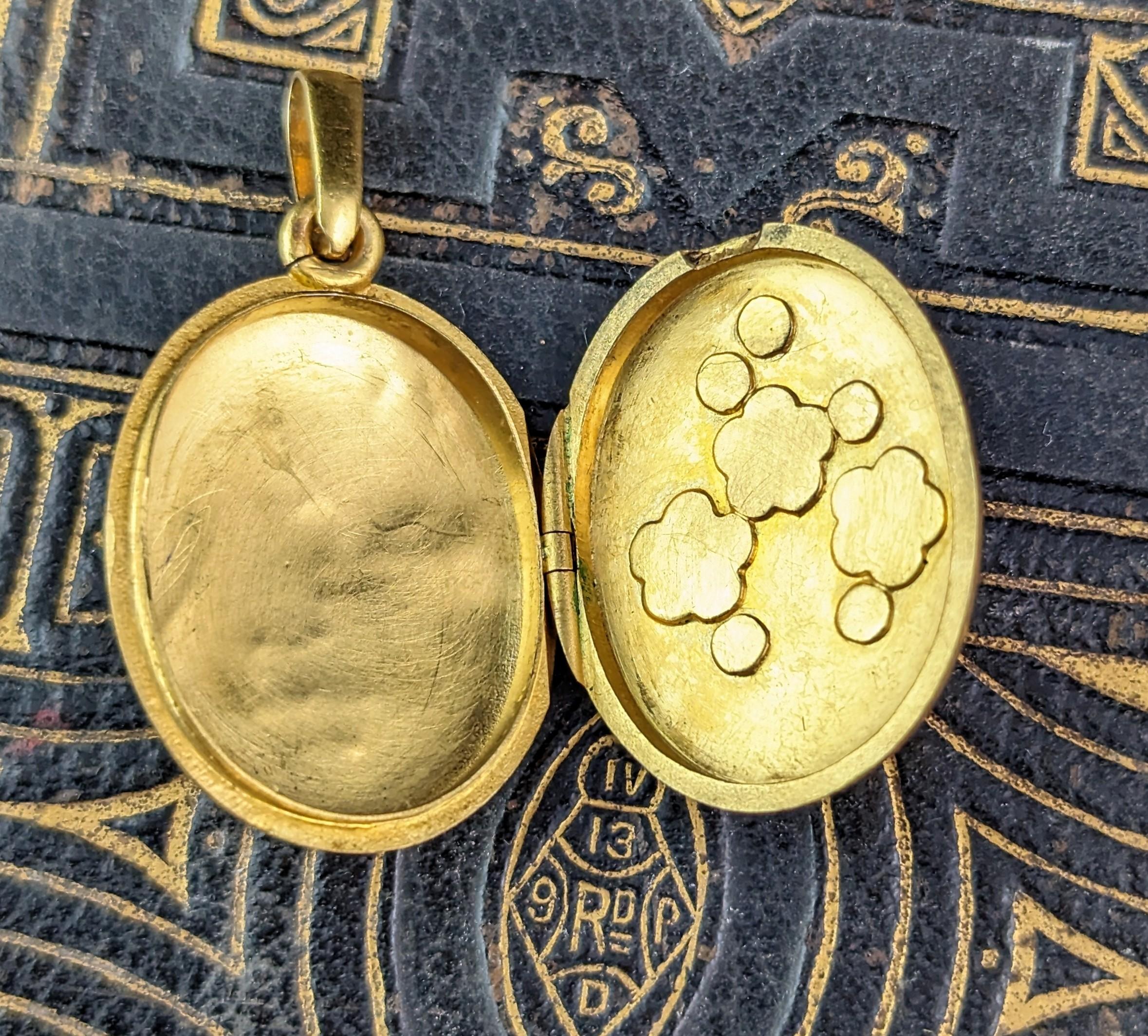 Antique 15k gold Turquoise and Pearl locket, Forget me Not flowers, Victorian  5