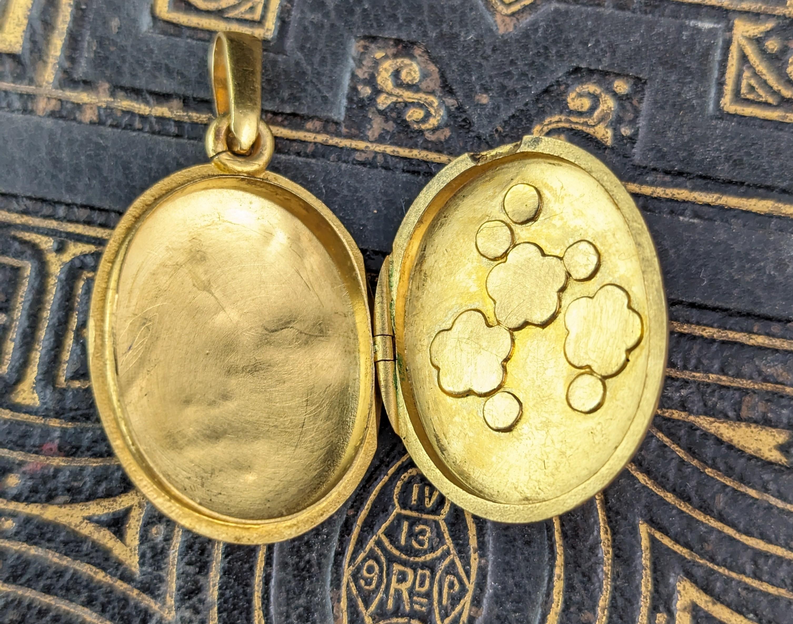 Antique 15k gold Turquoise and Pearl locket, Forget me Not flowers, Victorian  2