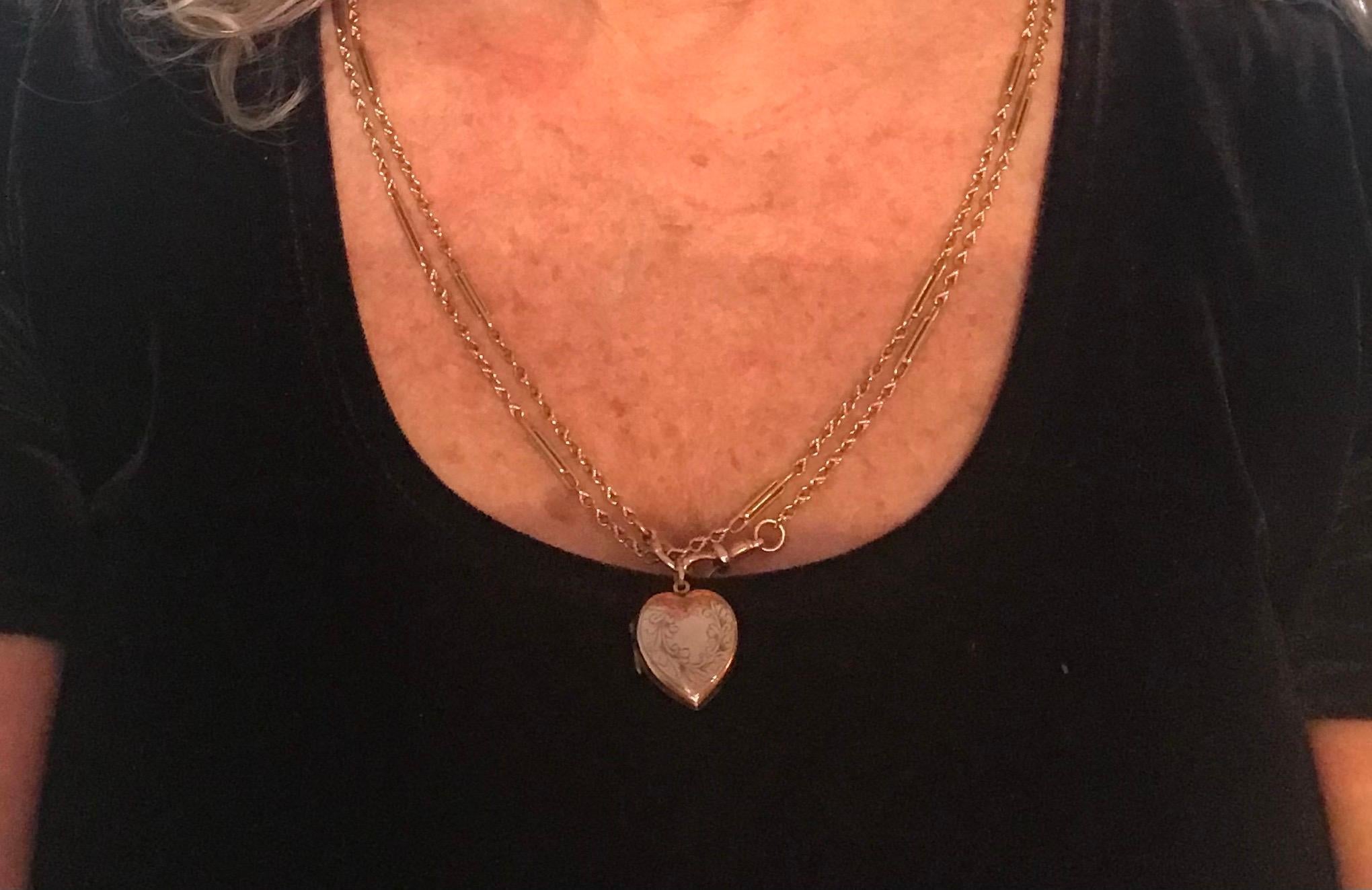 Antique 15 Karat Double Fetter and Love knot Link Watch Chain, 51” 5