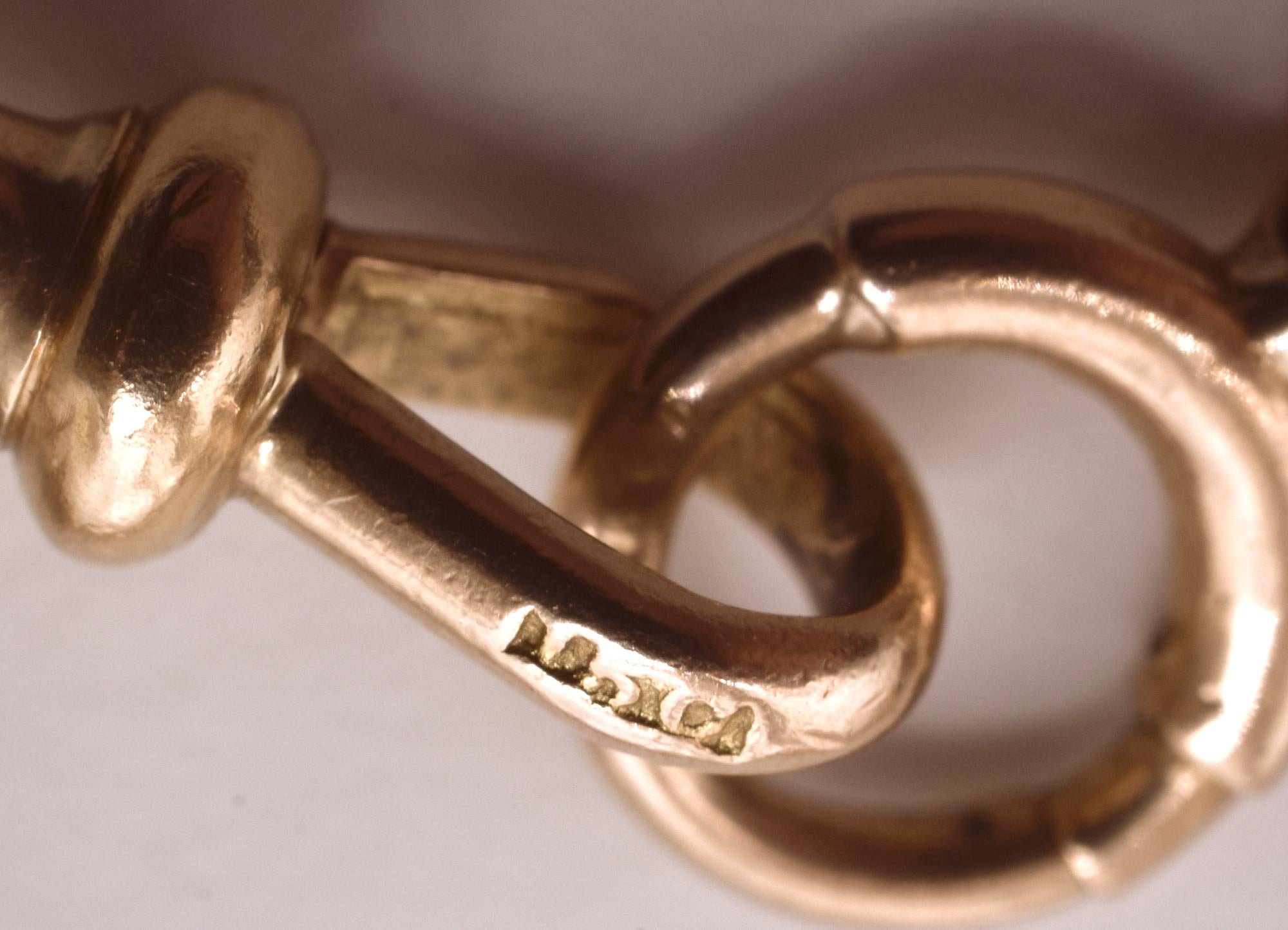 Women's or Men's Antique 15 Karat Double Fetter and Love knot Link Watch Chain, 51”