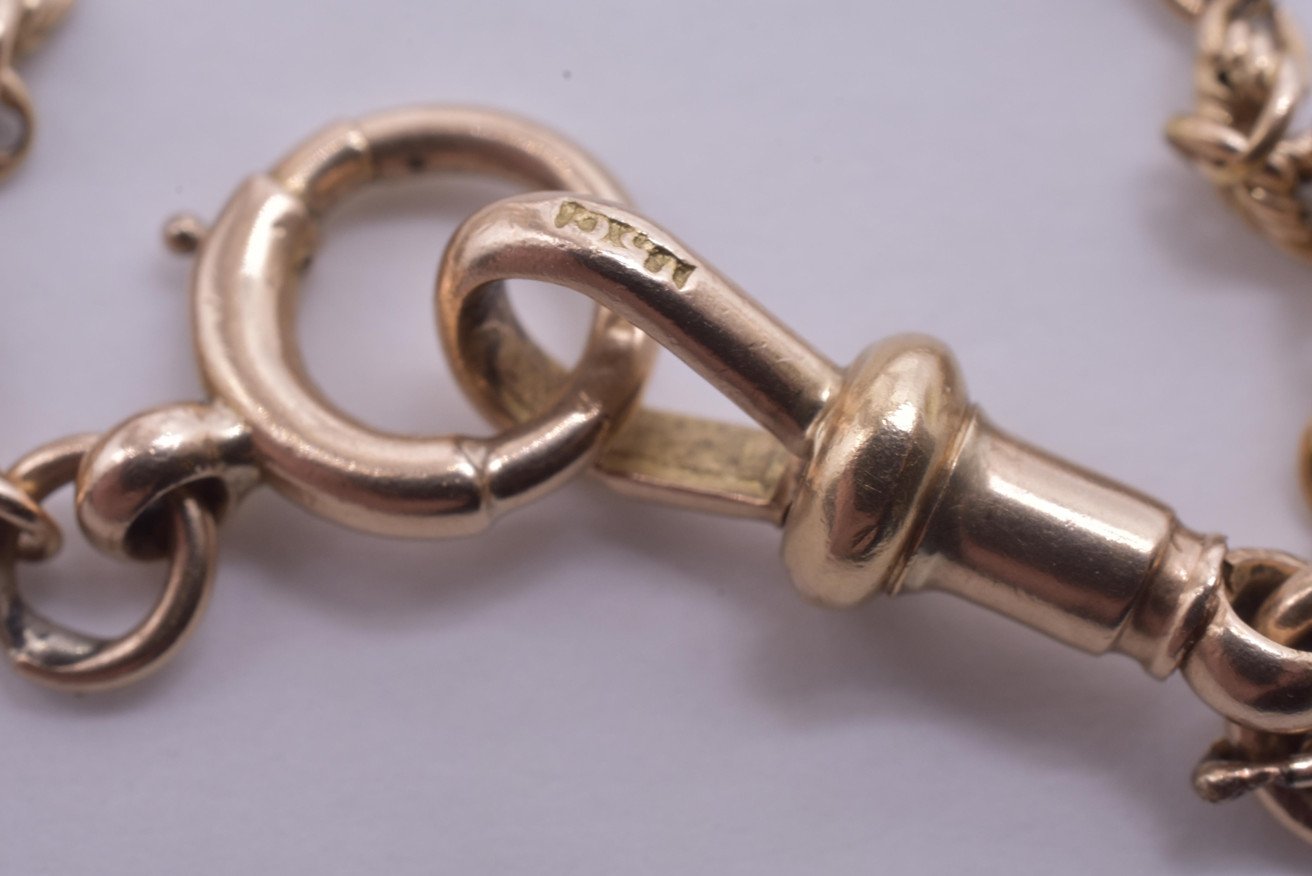 Antique 15 Karat Double Fetter and Love knot Link Watch Chain, 51” 1