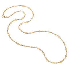 Collana antica A Link in oro giallo 15k intagliato