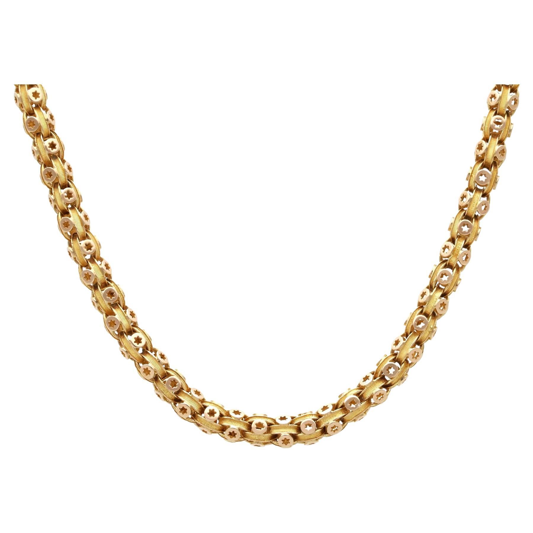 Antique 15k Yellow Gold Chain Necklace Circa 1870 For Sale