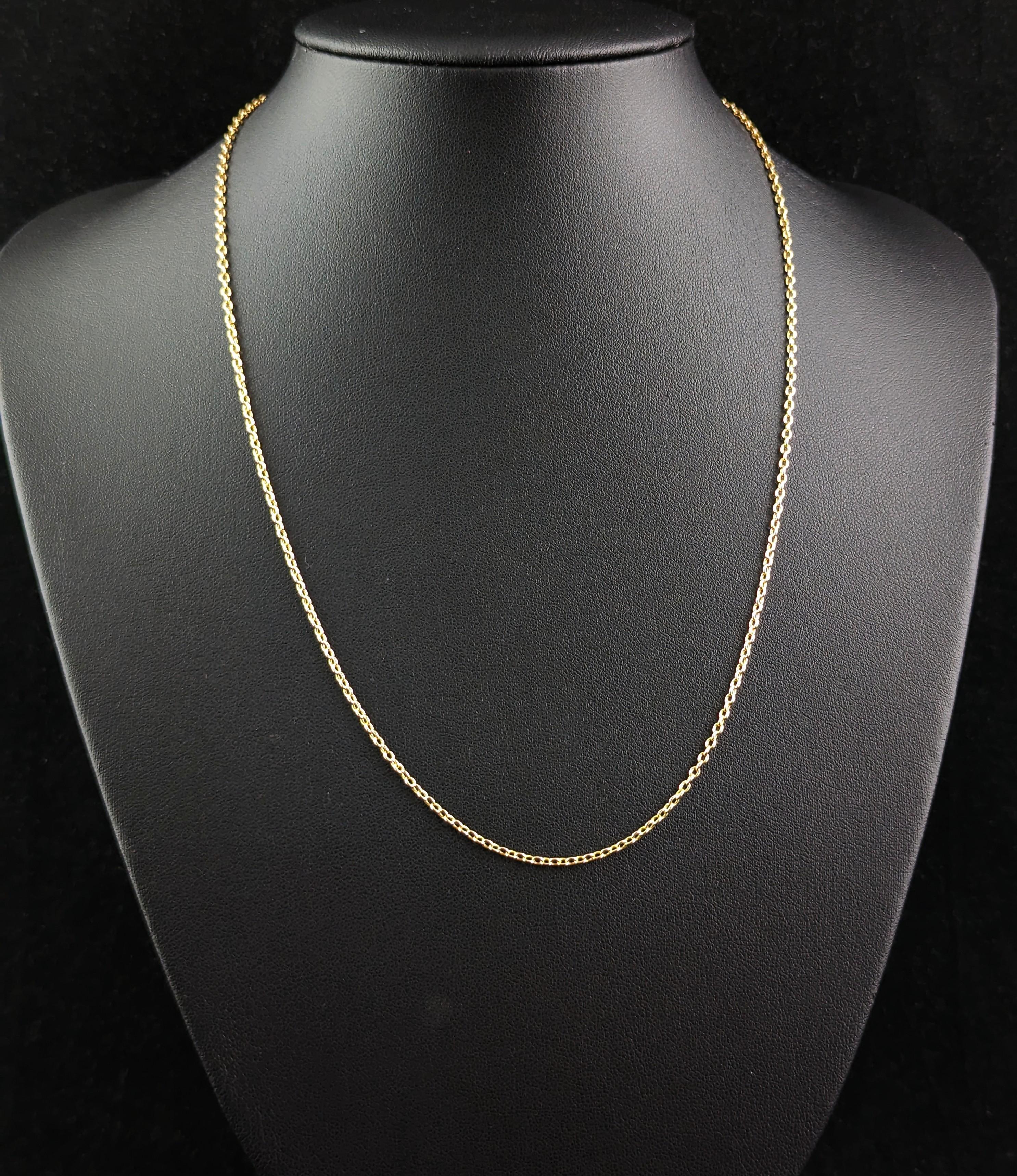 Antique 15k Yellow Gold Chain Necklace, Rolo Link 5