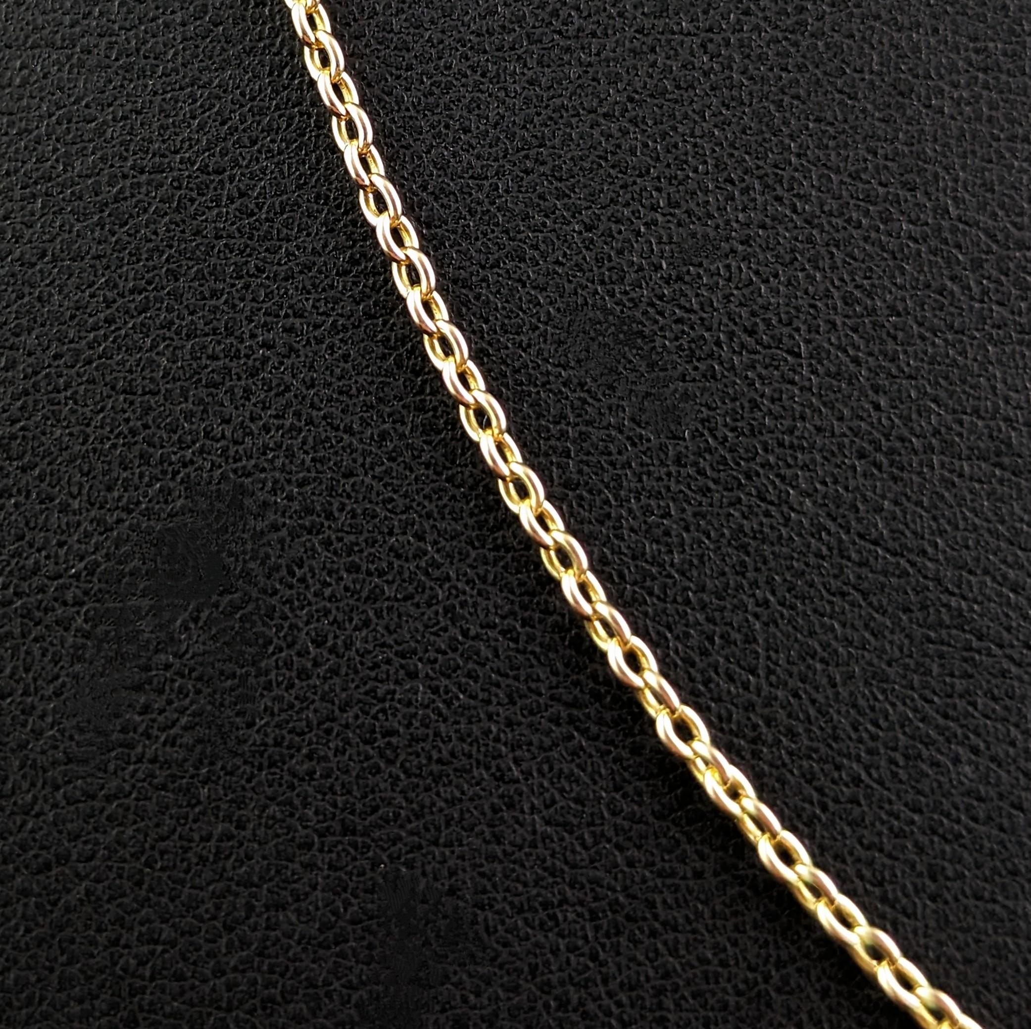 Antique 15k Yellow Gold Chain Necklace, Rolo Link 6