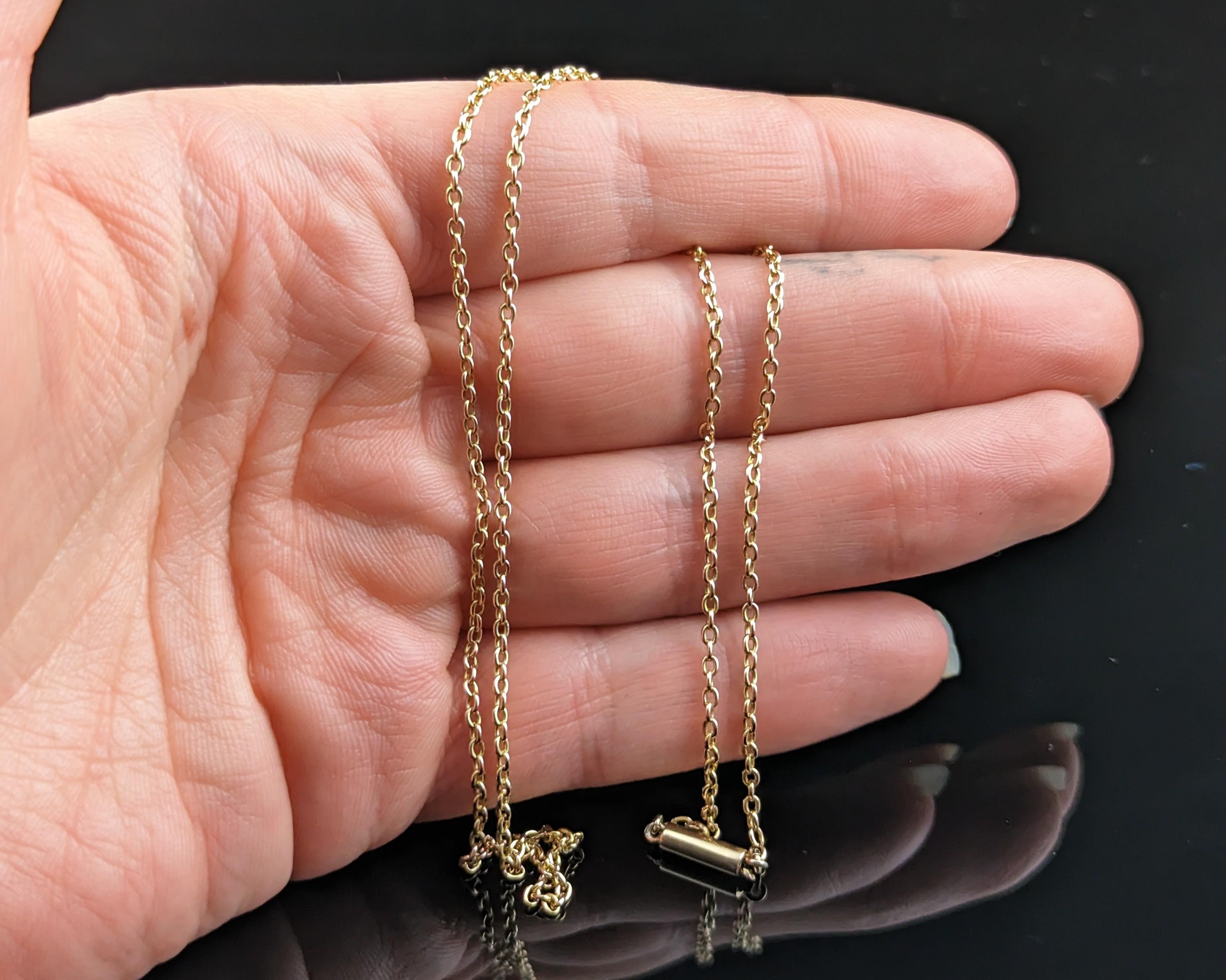 Antique 15k Yellow Gold Chain Necklace, Rolo Link 7