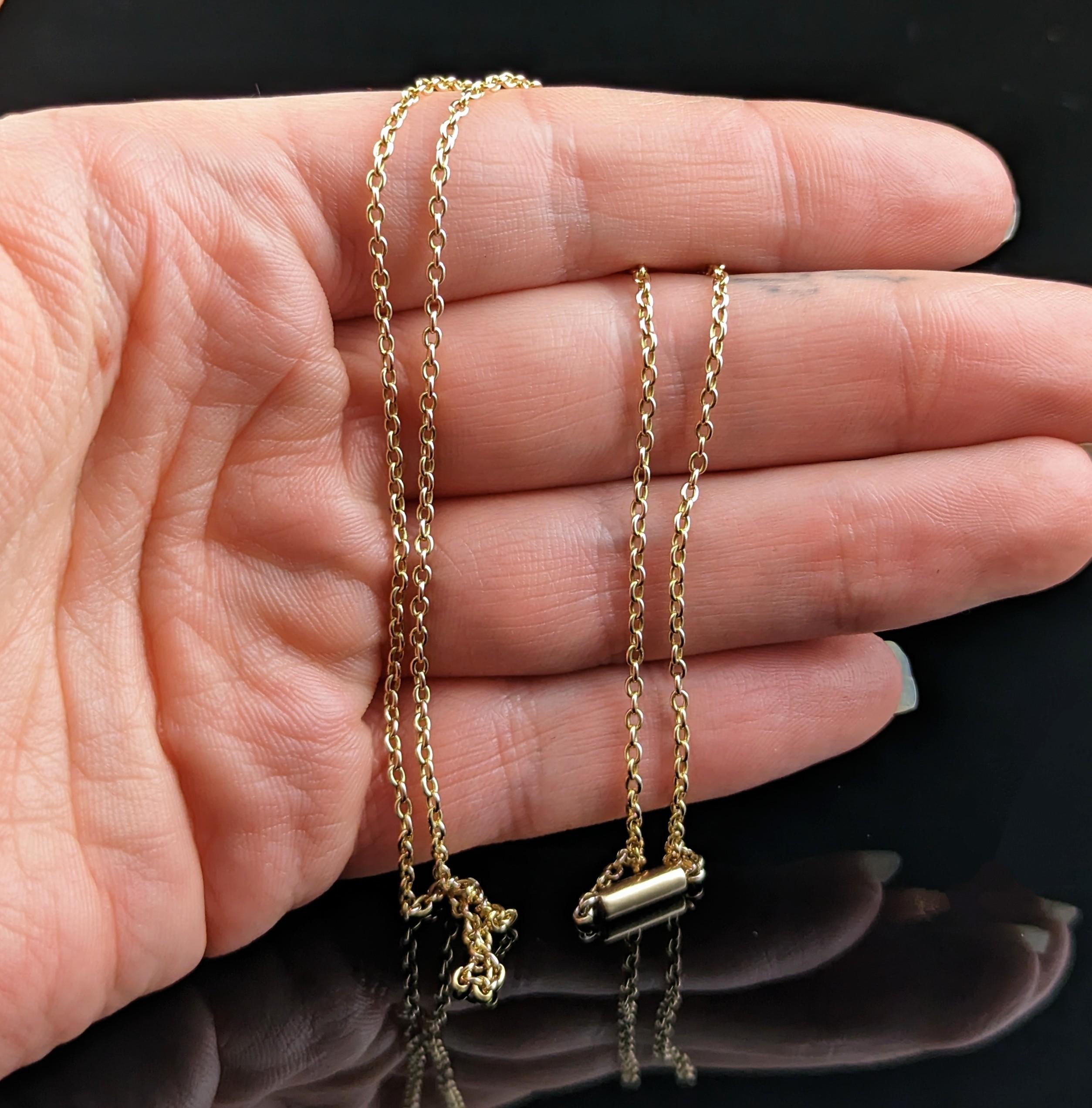 Antique 15k Yellow Gold Chain Necklace, Rolo Link 8