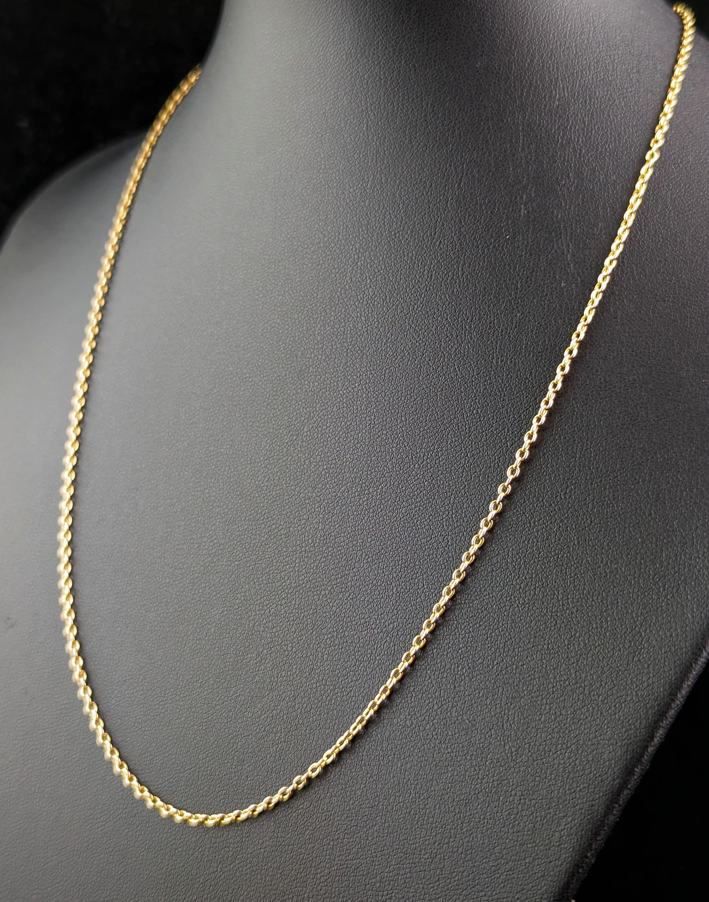 Antique 15k Yellow Gold Chain Necklace, Rolo Link 1