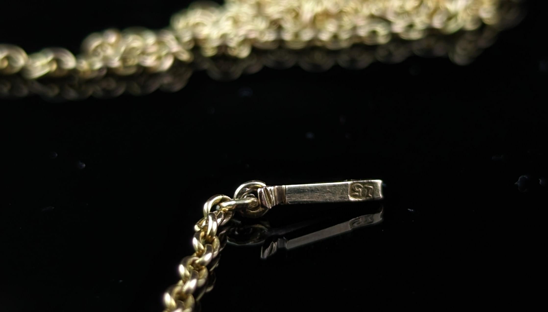 Antique 15k Yellow Gold Chain Necklace, Rolo Link 2