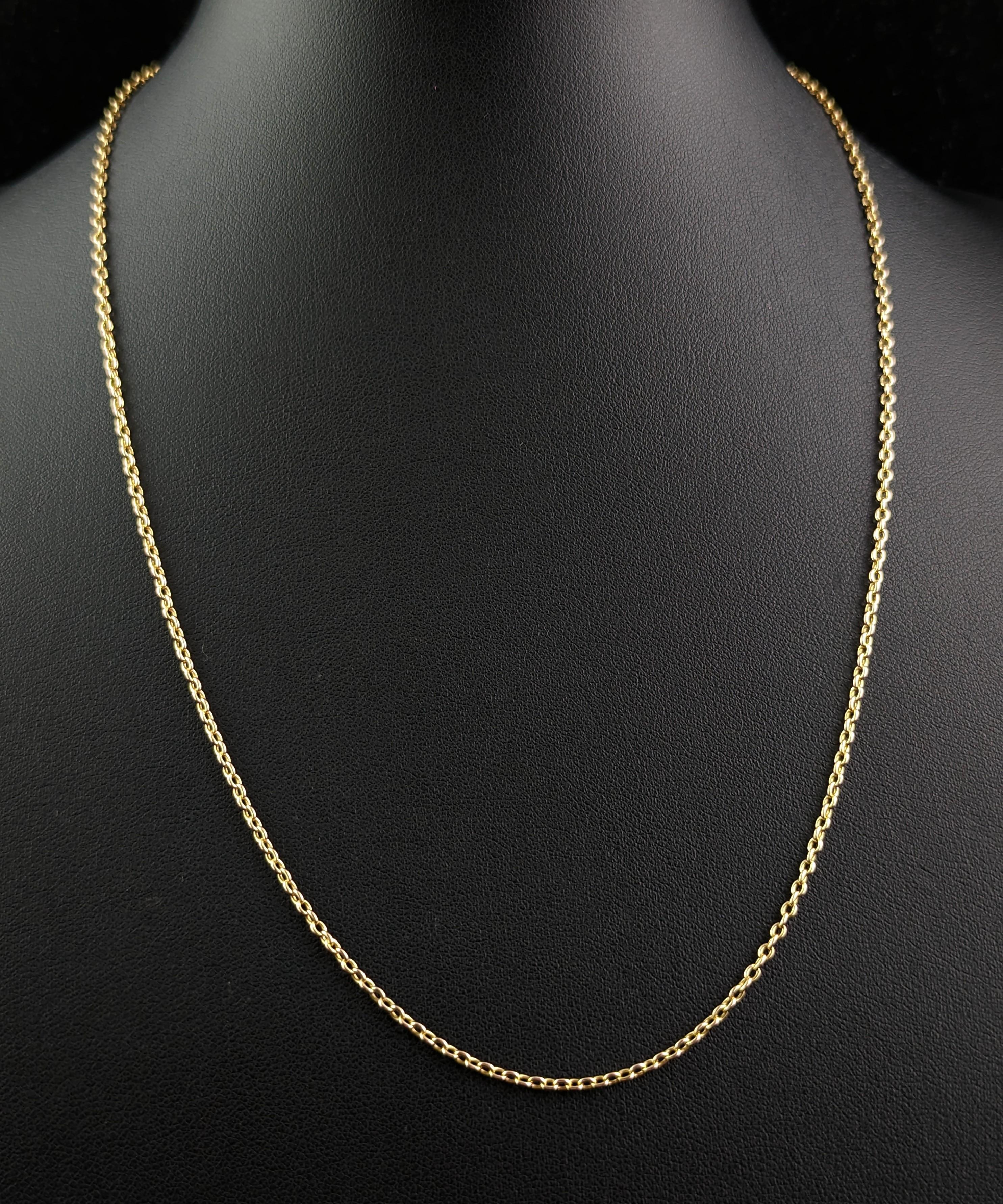 Antique 15k Yellow Gold Chain Necklace, Rolo Link 3
