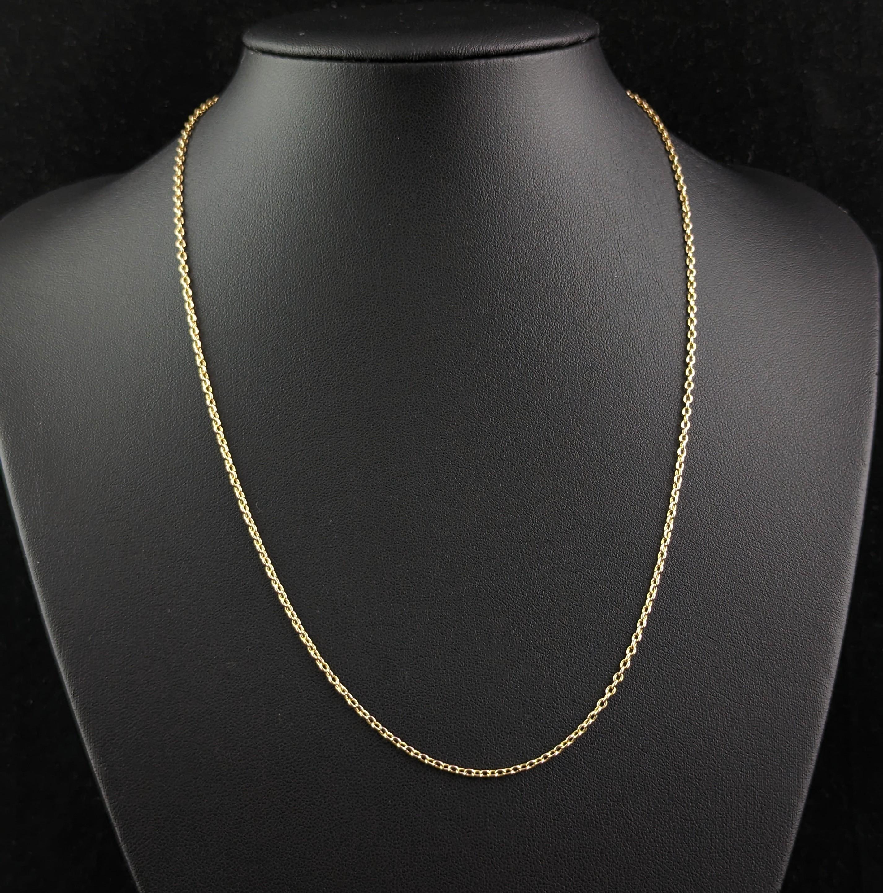 Antique 15k Yellow Gold Chain Necklace, Rolo Link 4
