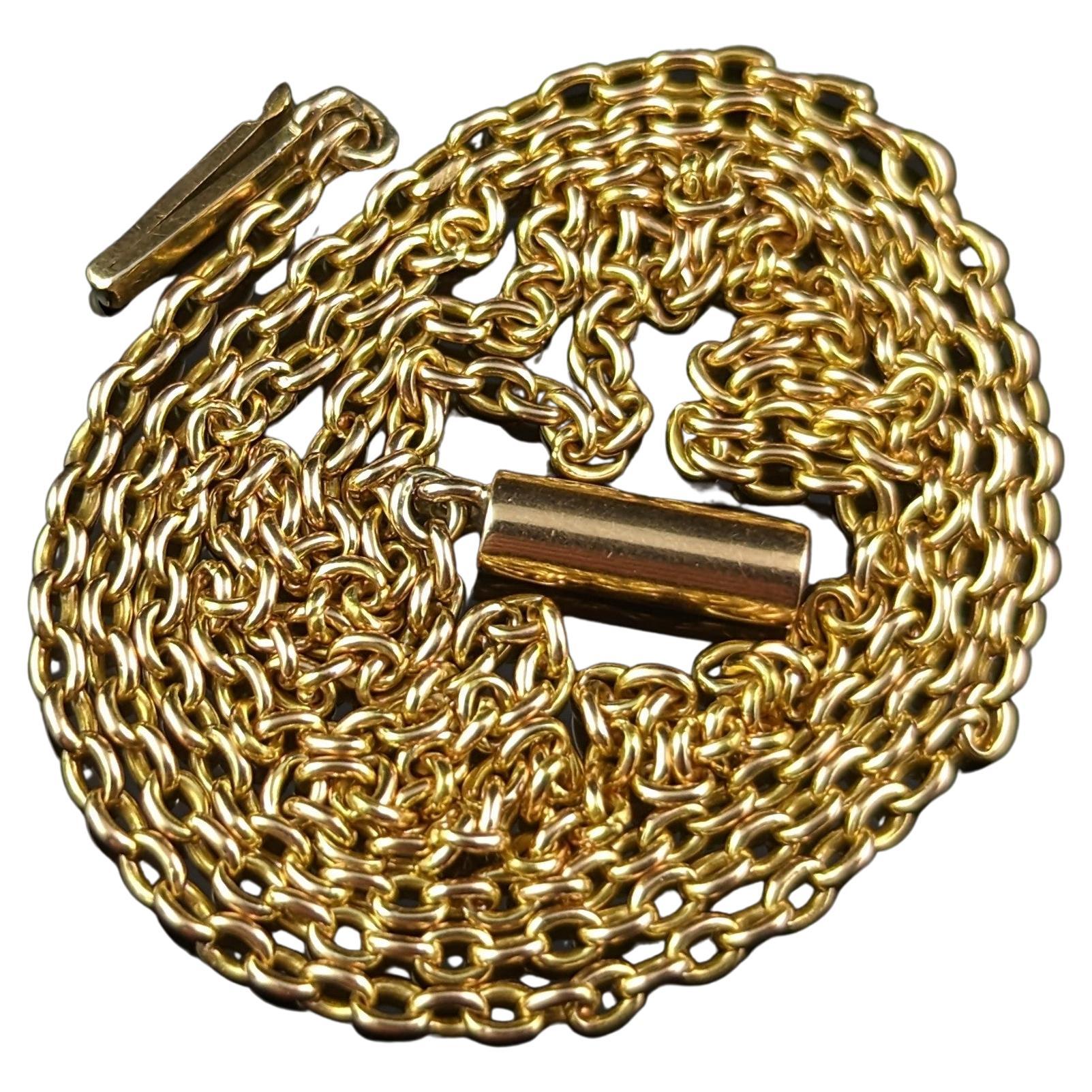 Antike 15k Gelbgold Kette Halskette, Rolo-Glieder