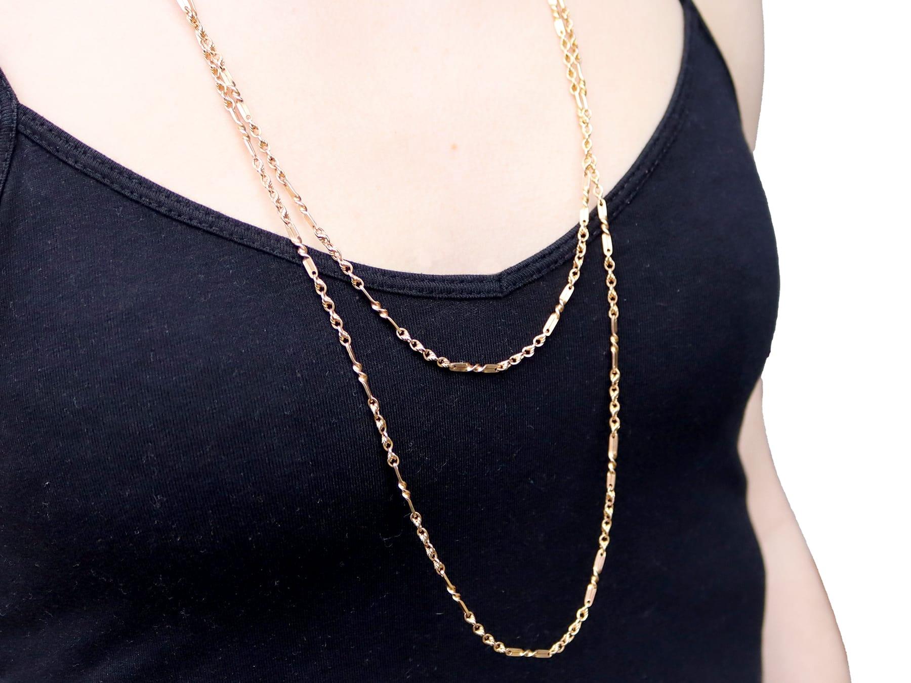 Antique 15k Yellow Gold Longuard Chain Circa 1900 For Sale 6