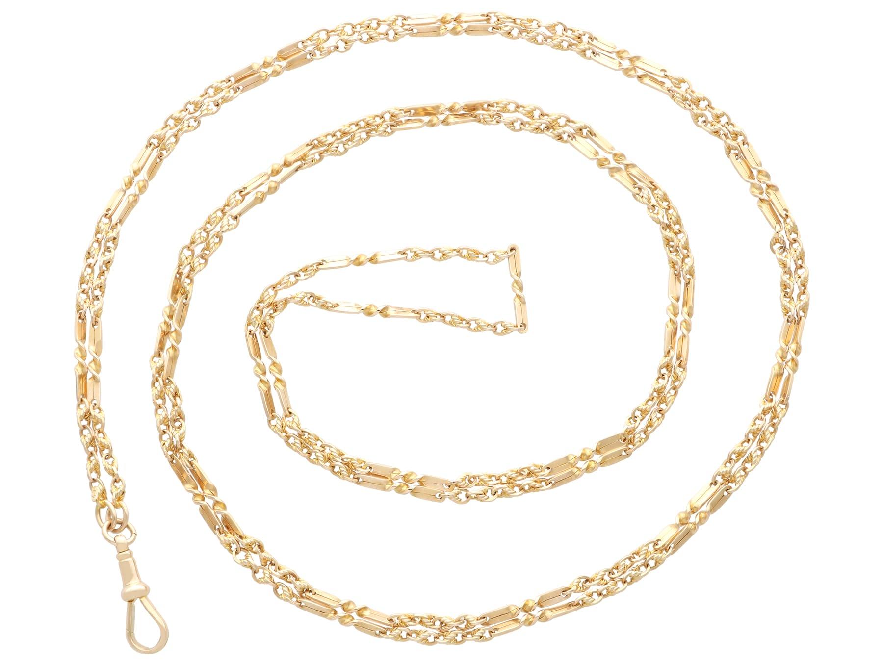 Antique 15k Yellow Gold Longuard Chain Circa 1900 For Sale