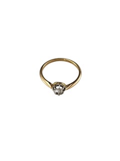 Antique 15K Yellow Gold Rose Cut Diamond Ring Size 7.5 #25445