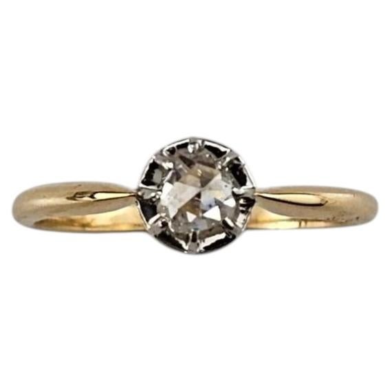 Antique 15K Yellow Gold Rose Cut Diamond Ring Size 7.5 #25445