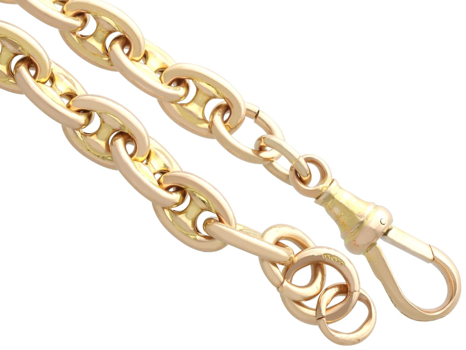 Chaîne de montre ancienne en or jaune 15k Circa 1870 en vente 3