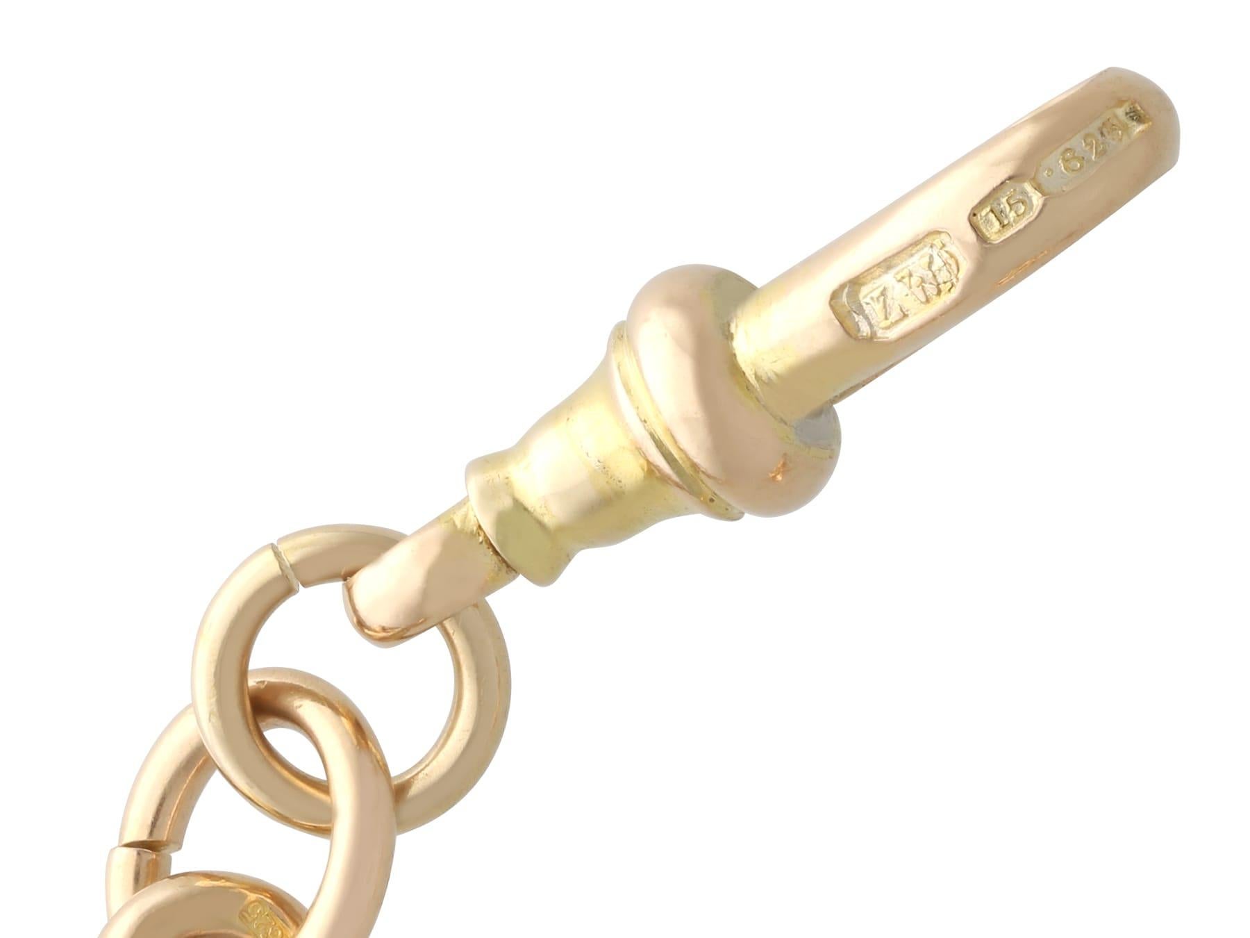 Chaîne de montre ancienne en or jaune 15k Circa 1870 en vente 5